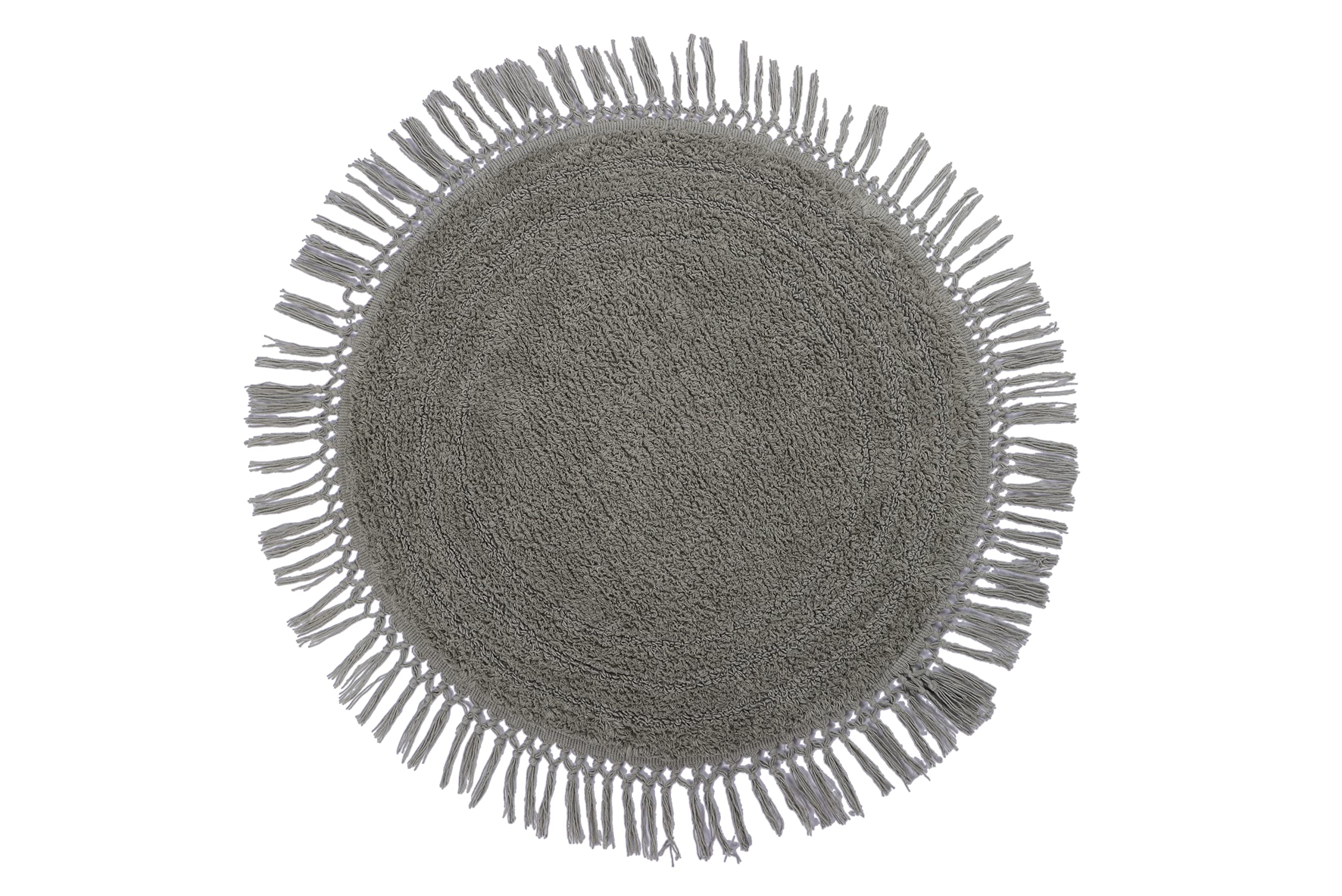 Deconate Soft Absorbent Cotton Bathroom Rug Mat - Plush Durable Modern Round Bath Mat for Bathroom & Entrance - Easy to Clean, 25 Inch, Moksha Grey - Perfect for Bathrooms, Showers & Home Decor