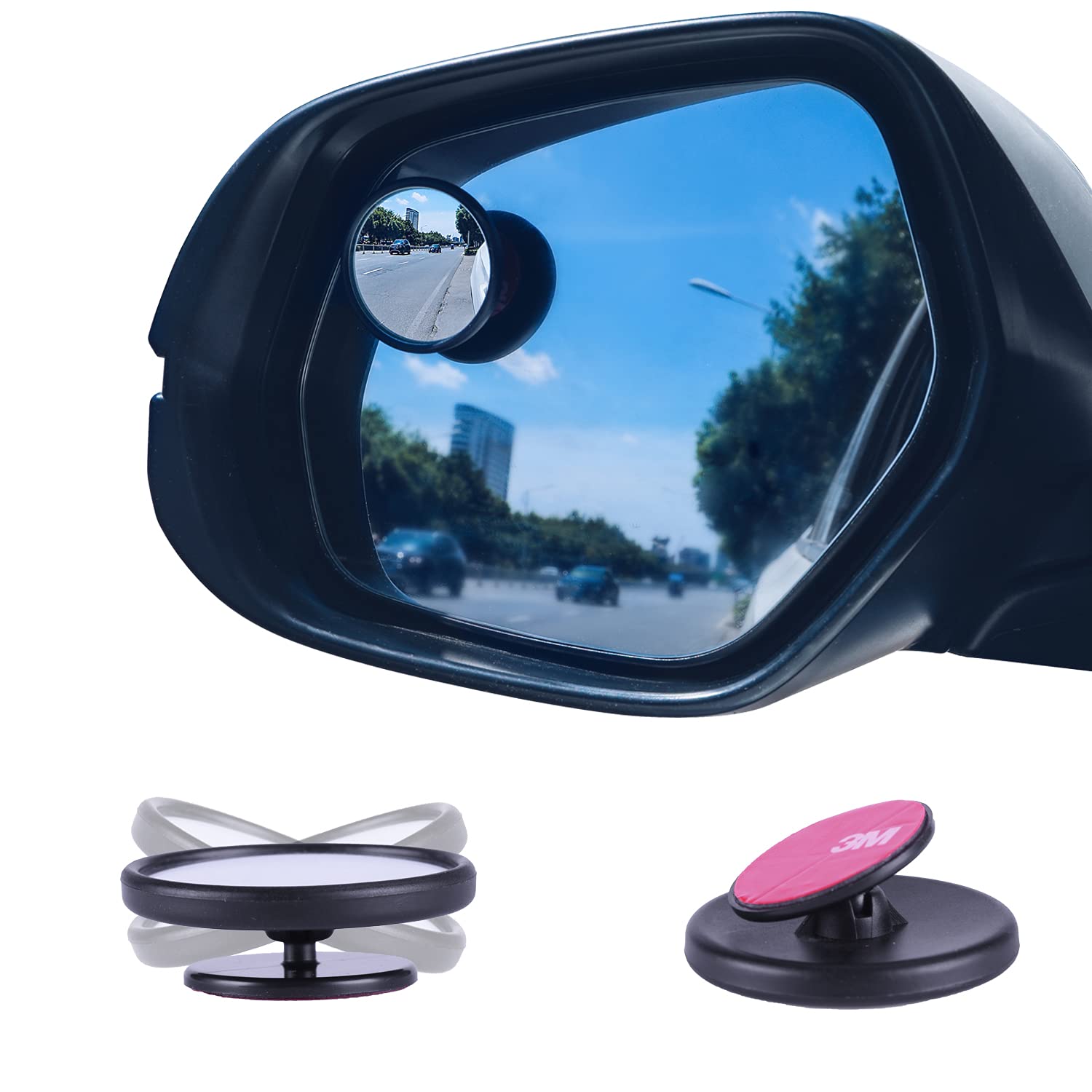 LivTee HD Glass Black Framed Round Blind Spot Mirror - Adjustable Wide Angle Rearview Mirror for Cars, Trucks & SUVs (2 Pack) - Enhance Safety & Visibility for Parking & Lane Changes