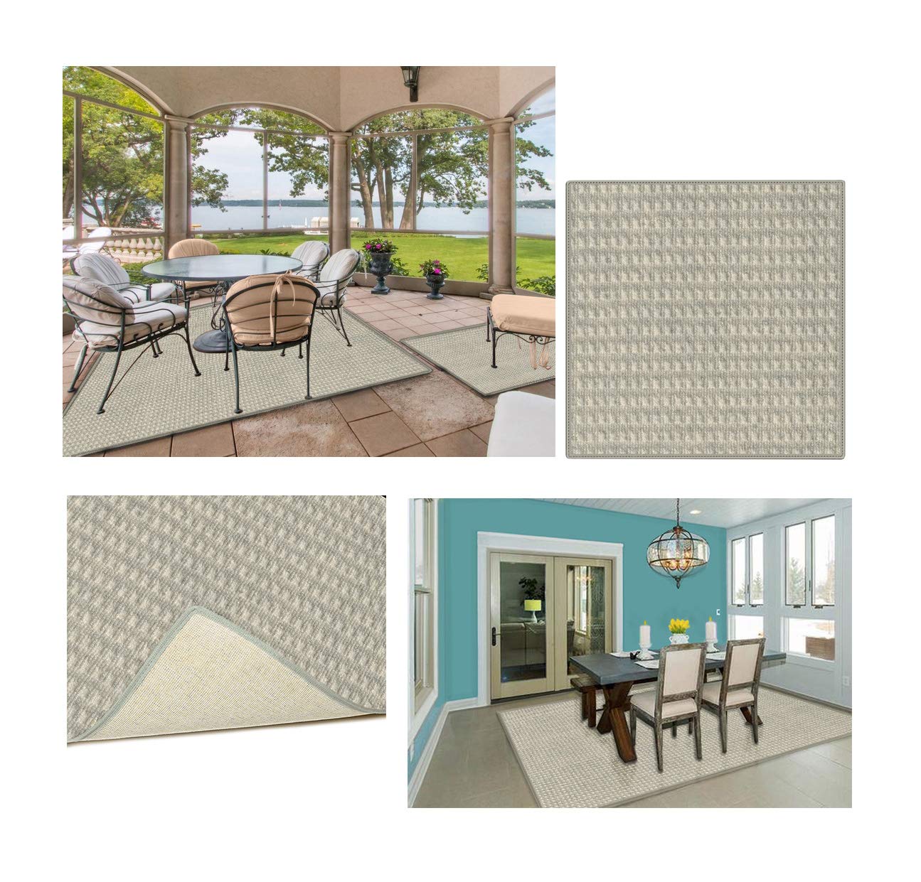 10' Square Limestone Waffle Pattern Eco-Friendly DuraKnit Pile & Loop Carpet - Indoor/Outdoor Area Rugs & Runners for Living Room, Patio, and High-Traffic Areas