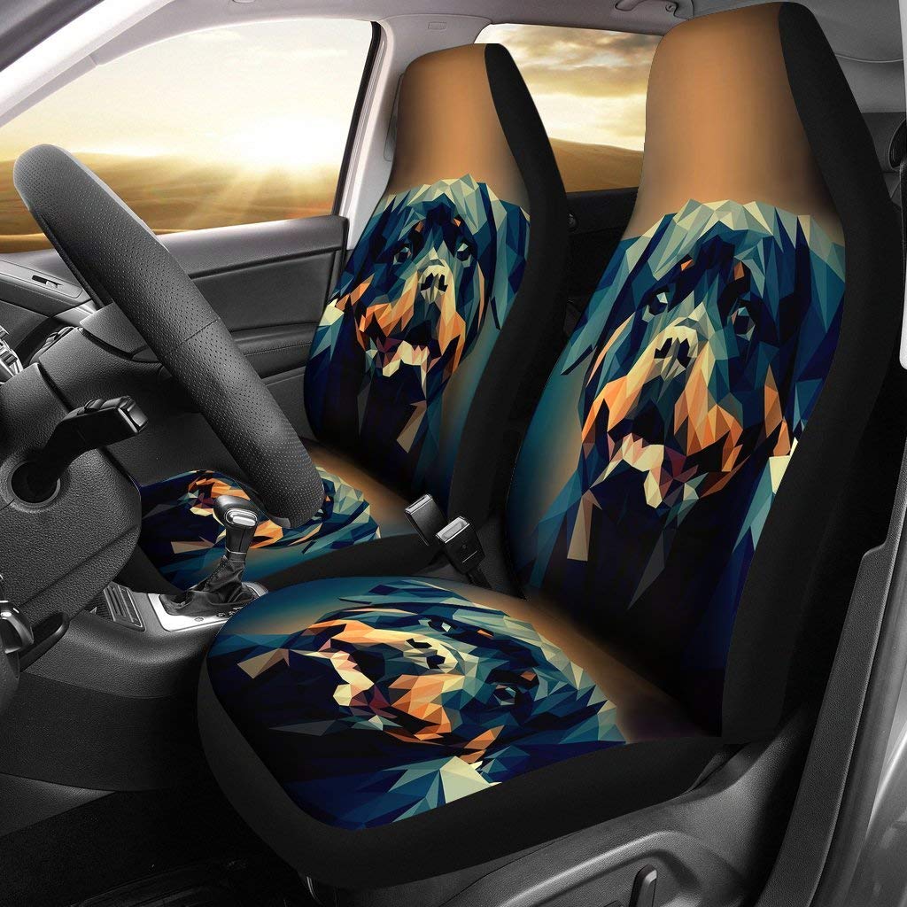Pawlice Rottweiler Dog Vector Art Print Car Seat Covers - Durable Pet-Friendly Car Accessories for Dog Lovers, Perfect for Road Trips & Daily Commutes