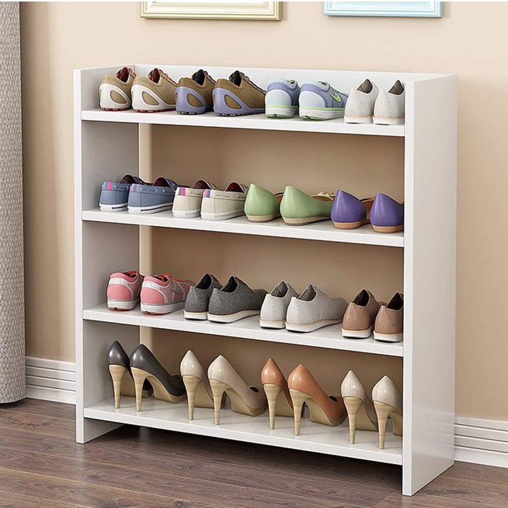 4-Tier Bamboo Shoe Rack Organizer - White Entryway Shoe Storage Shelf (60x20x77cm) | Space-Saving Shoe Organizer for Closet, Hallway & Bedroom
