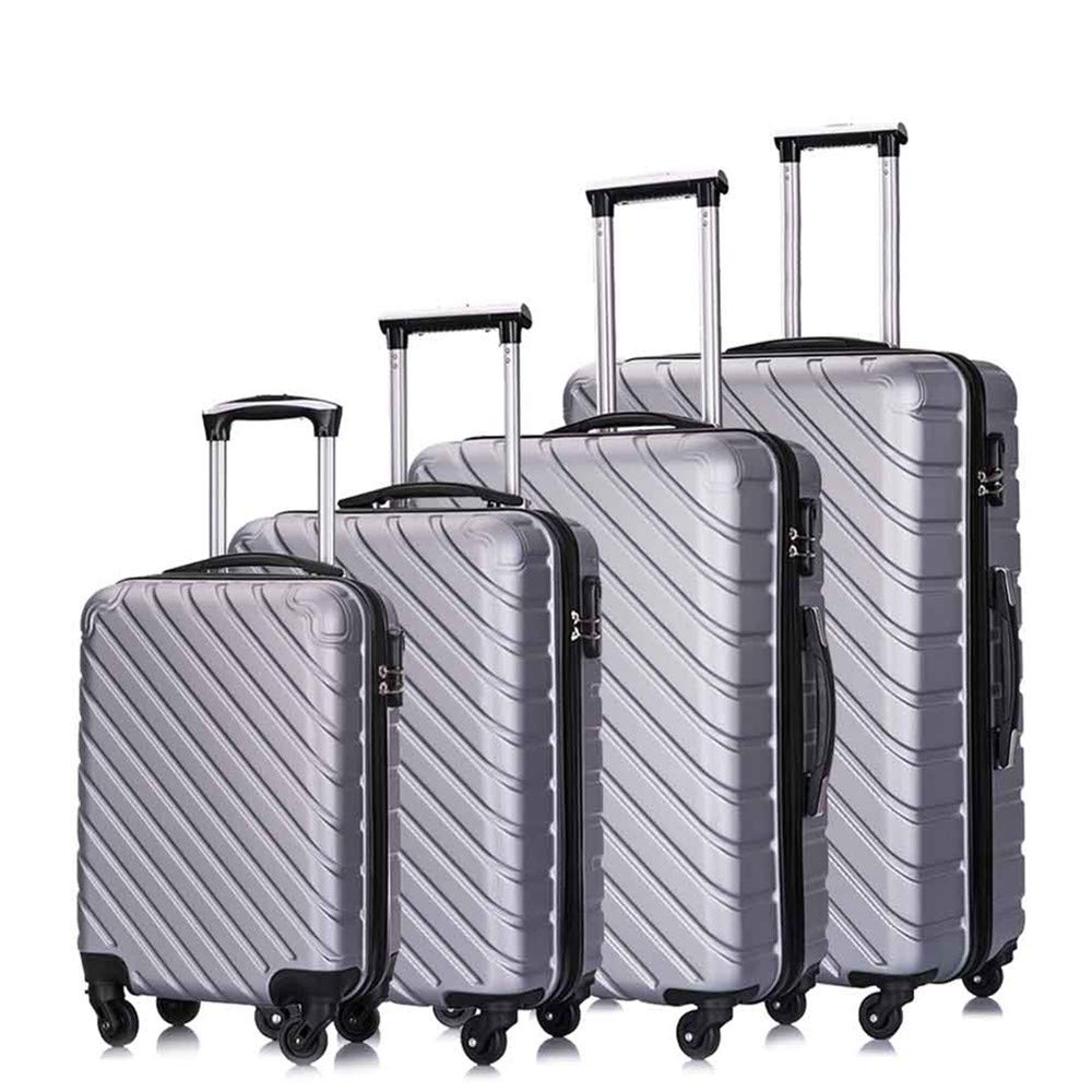 Apelila ABS Hardshell Luggage Set with 360° Spinner Wheels - 4-Piece Carry On Suitcase (Silver) | Durable Lightweight Travel Luggage for Business Trips & Family Vacations
