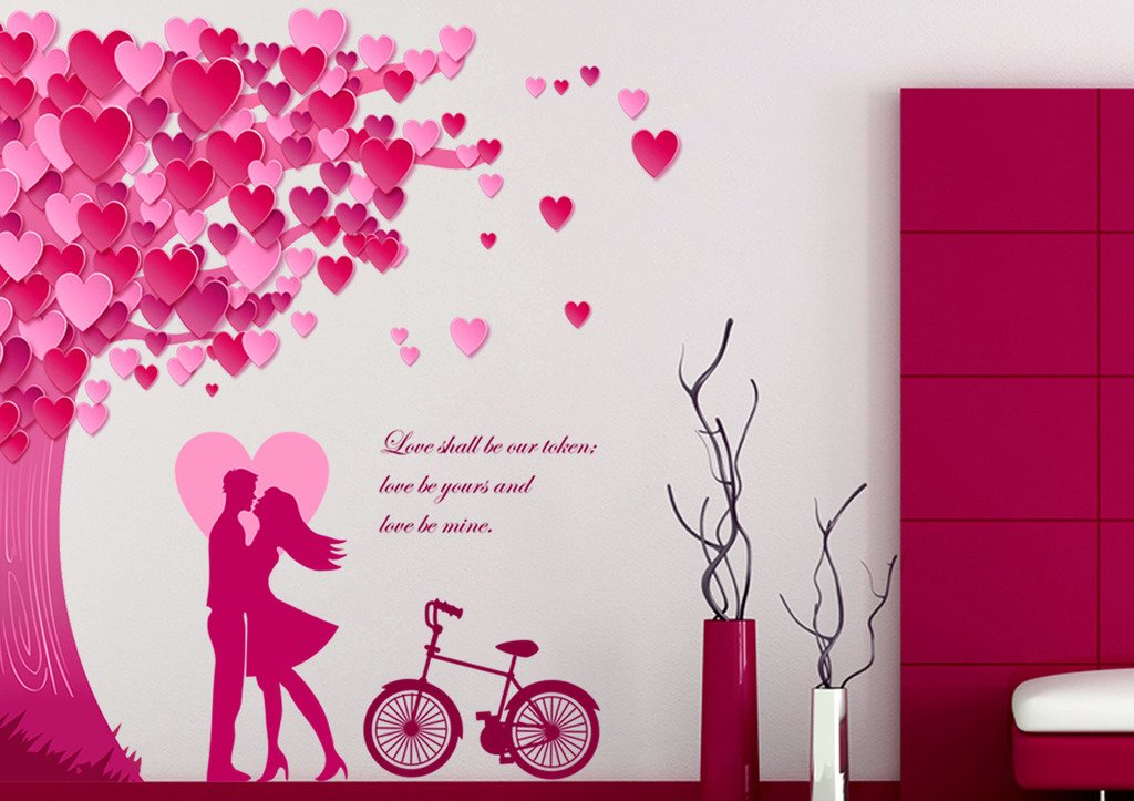 Romantic Couple Wall Stickers for Bedroom Decor - Valentine's Day Love Theme Peel and Stick Decals - Perfect for Home, Dorm & Gift Giving
