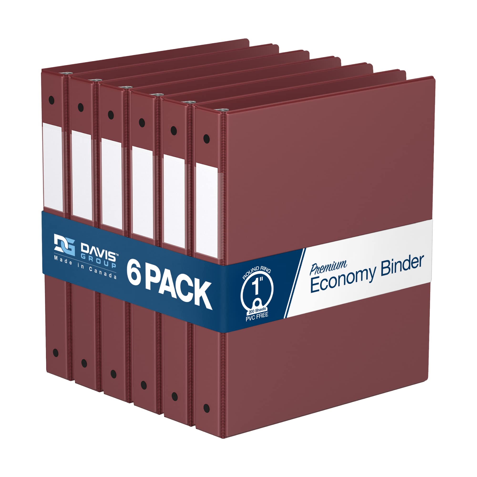 Premium 1-Inch 3-Ring Binder Notebook - 6 Pack Round Ring Burgundy Binders for School, Office & Home Organization | Durable for Class, Work, Presentations & Document Storage