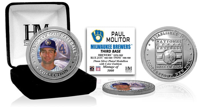Paul Molitor Baseball Hall of Fame Commemorative Silver Coin - Limited Edition Collectible for MLB Fans, Sports Memorabilia Enthusiasts & Coin Collectors (Perfect for Display Cases, Man Caves, or Gift Giving)