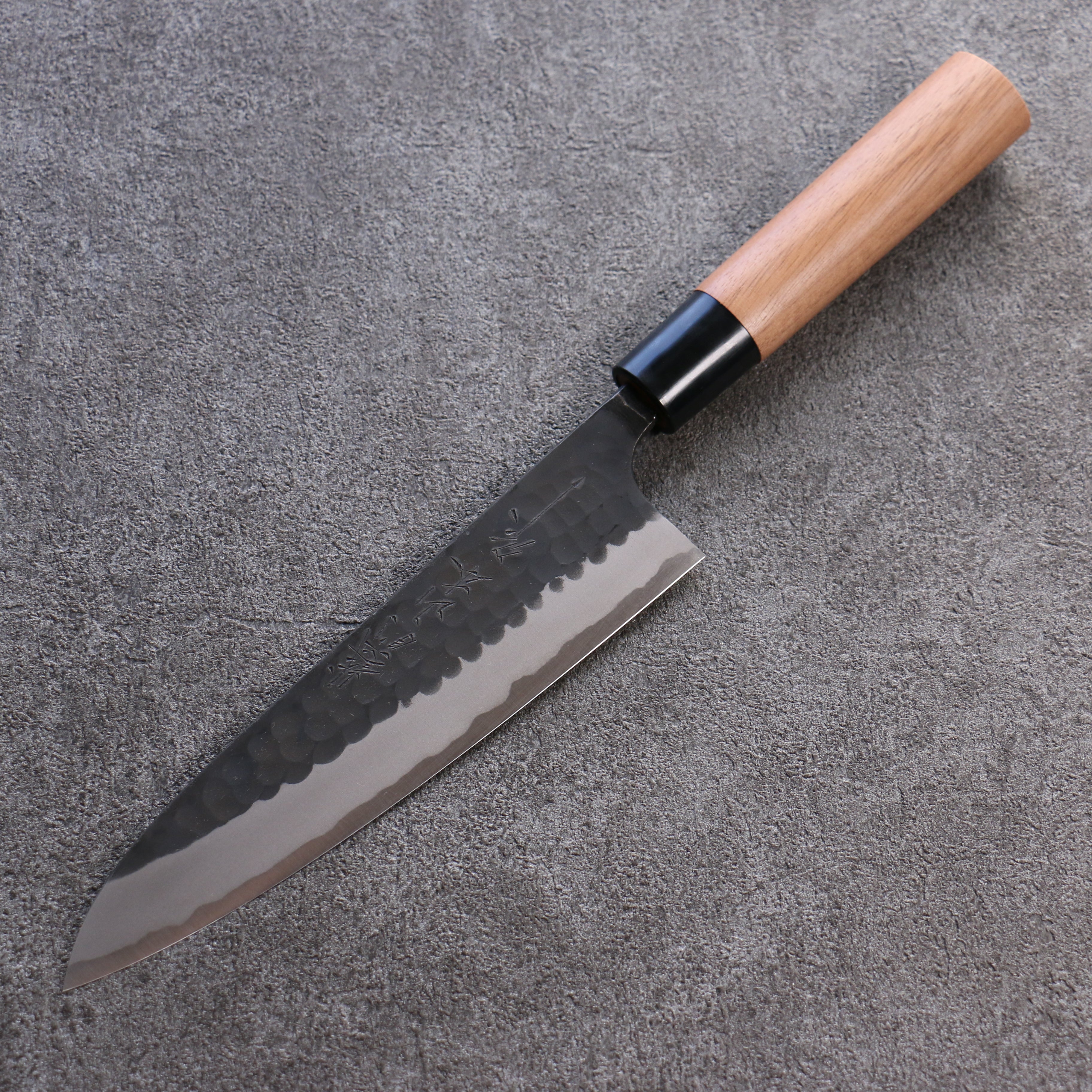 Premium Nao Yamamoto Blue Steel Kurouchi Hammered Gyuto Chef Knife 180mm with Walnut Handle - Perfect for Sushi, Meat Slicing & Professional Kitchen Use