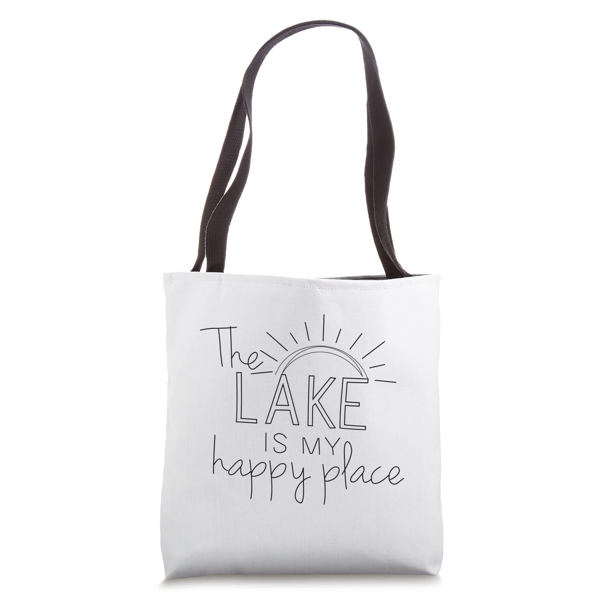 Lake Vacation Tote Bag - 'The Lake Is My Happy Place' Inspirational Beach Bag for Summer Travel, Picnics & Outdoor Adventures
