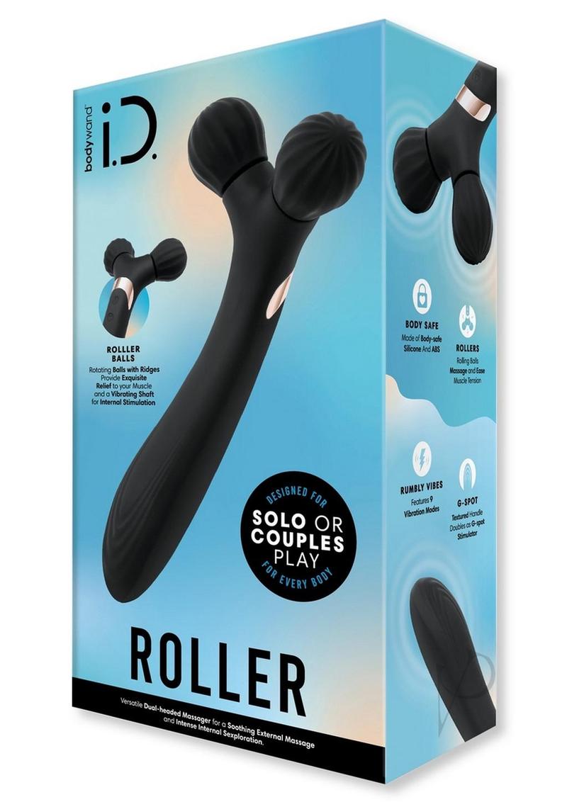 Bodywand ID Roller Rechargeable Silicone All-in-One Massager - Black | Deep Tissue & Muscle Relaxation for Home & Spa Use