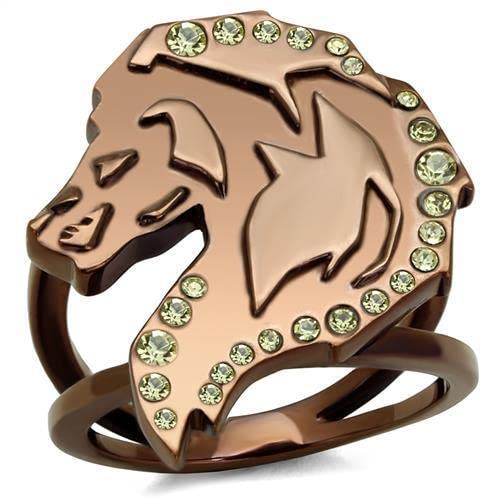 Zawadee Stainless Steel Ring with Citrine Crystal for Coffee Lovers