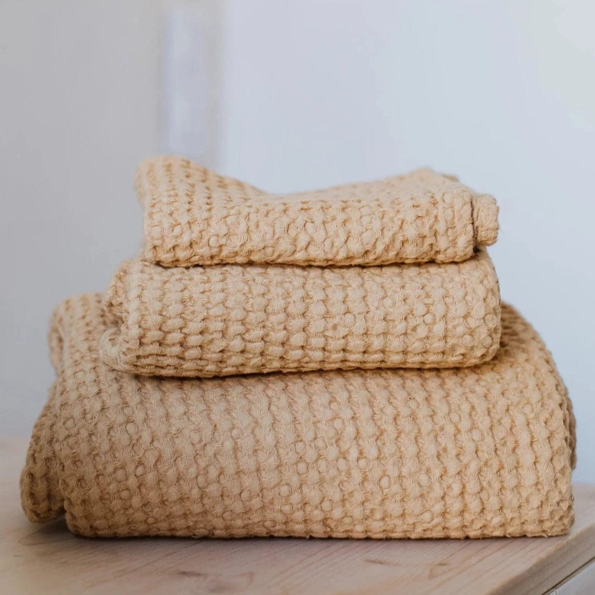 Premium Linen Waffle Bath Towel Set of 3 - Ultra Soft & Absorbent Quick-Dry Towels for Spa, Bathroom & Luxury Home Use