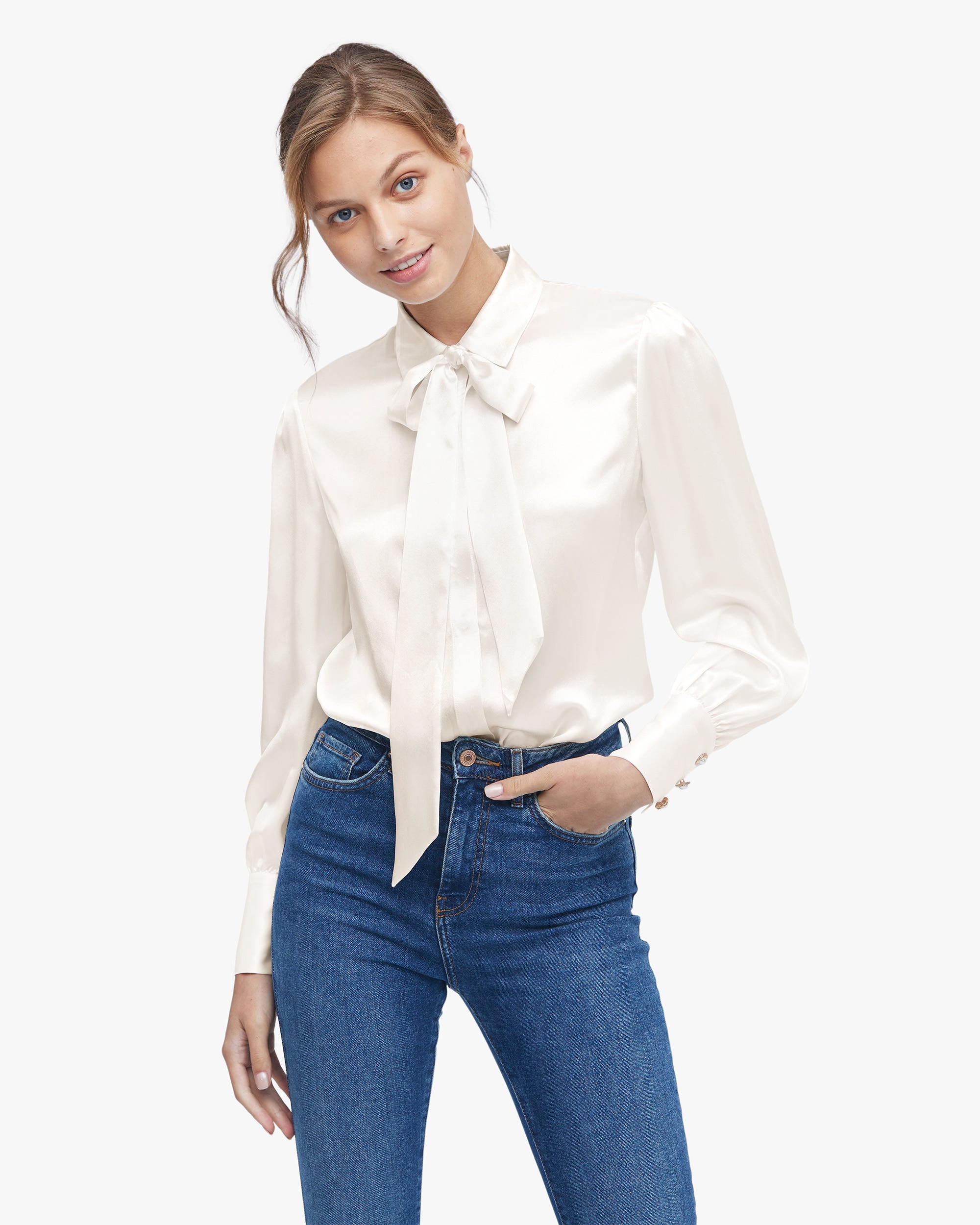 MIM 2 in 1 Silk Shirt for Women - Elegant Blouse & Camisole Set - Soft & Breathable Silk Top for Office, Party & Date Night Outfits