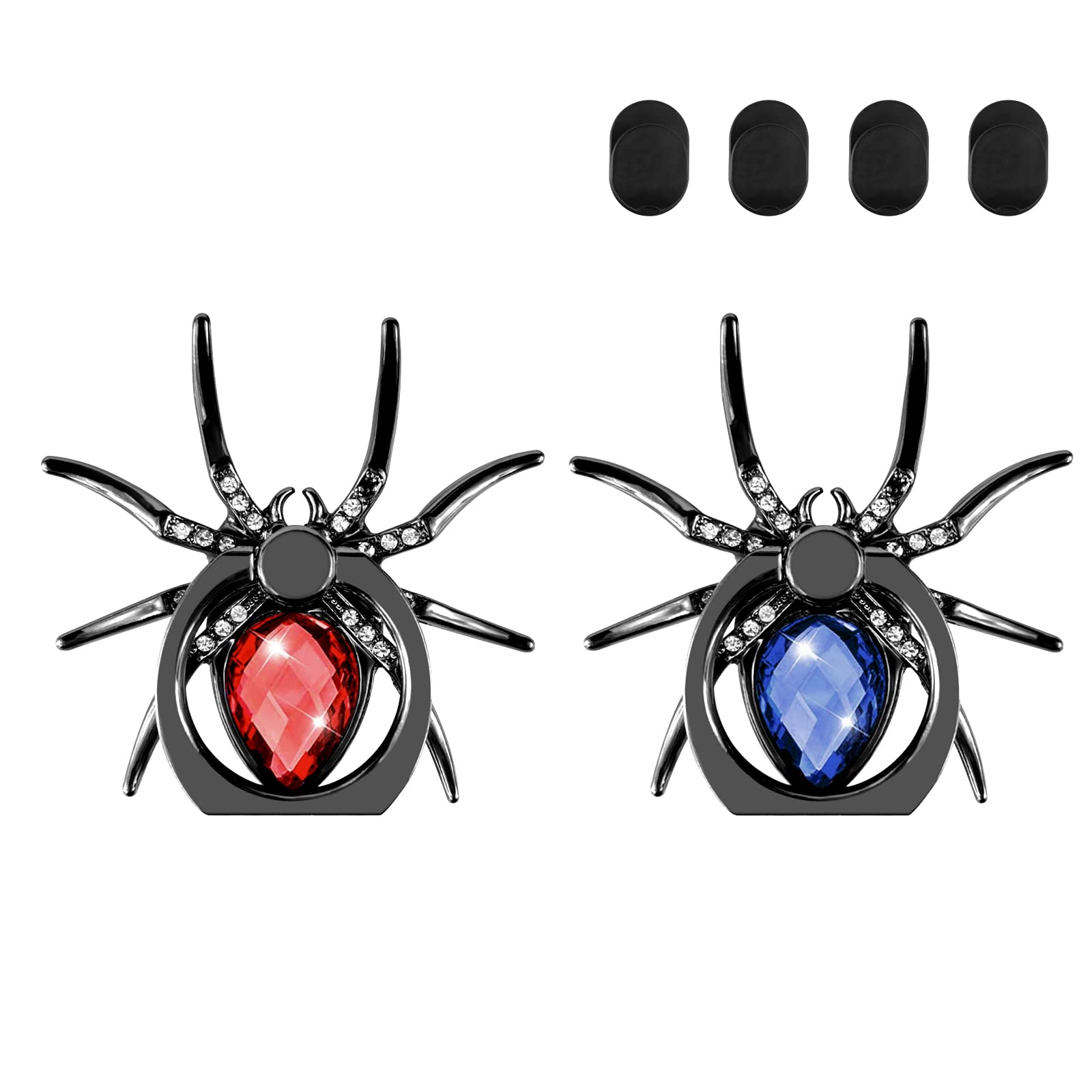 2pcs Spider Phone Ring Holder Stand - Cool Animal Grip for Smartphones & Tablets, Perfect for Watching Videos & Gaming (Blue+Red)