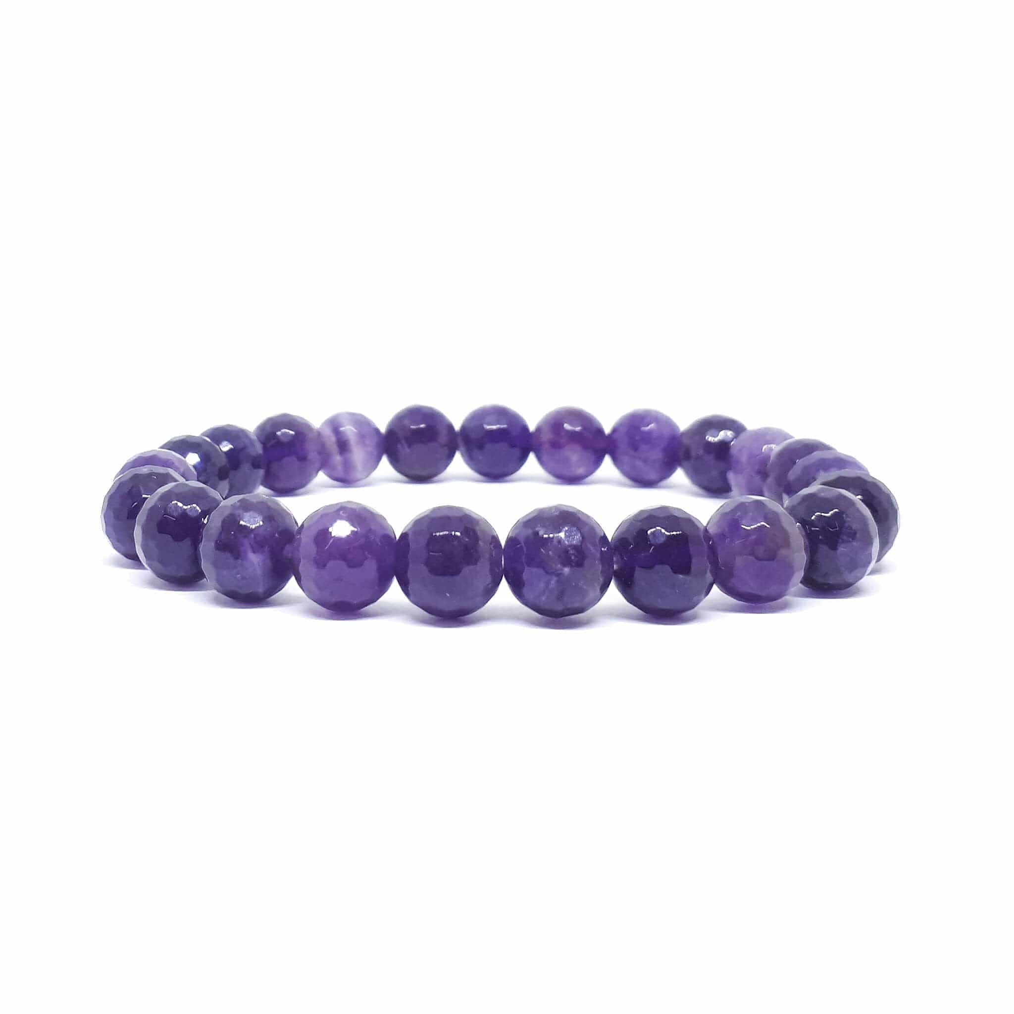 8mm Faceted Amethyst Bracelet for Women - Healing Crystal Jewelry for Stress Relief & Positive Energy - Perfect for Meditation, Yoga & Spiritual Gifts
