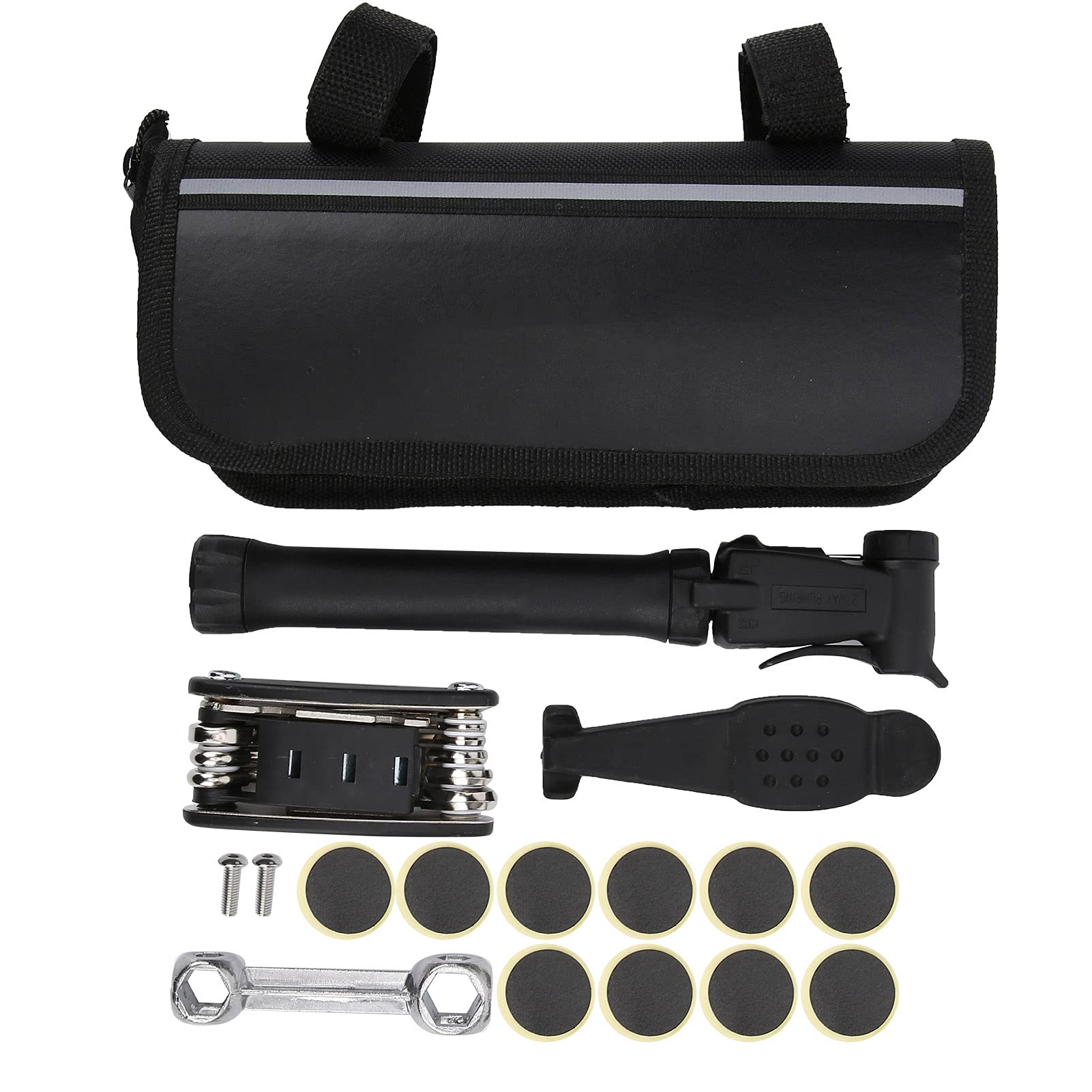 RiToEasysports 16-in-1 Bike Repair Kit with Mini Pump, Tire Patches & Lever Wrench - Portable Bicycle Maintenance Tool Set for Road & Mountain Bikes - Perfect for Emergency Repairs & On-the-Go Cycling Adventures