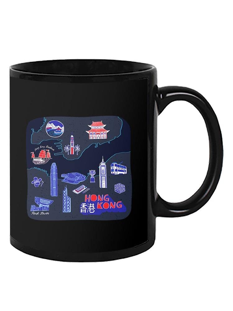 Hong Kong Travel Map Coffee Mug - Premium Black Ceramic Mug with Shutterstock Image - Perfect for Home, Office & Gifts for Travel Lovers