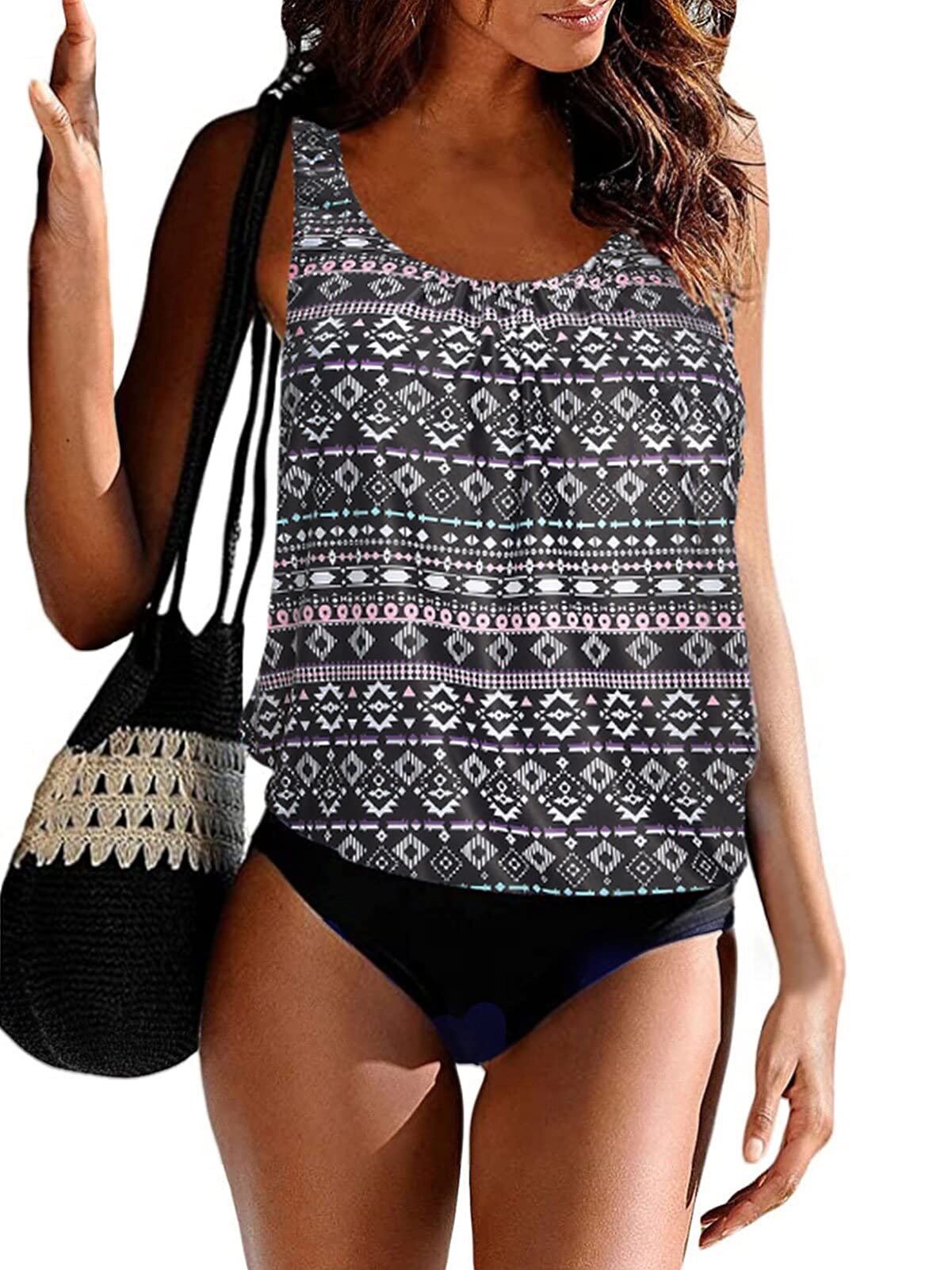 Plus Size Tankini Swimsuits for Women - Tummy Control Two Piece Bathing Suits for Beach & Pool