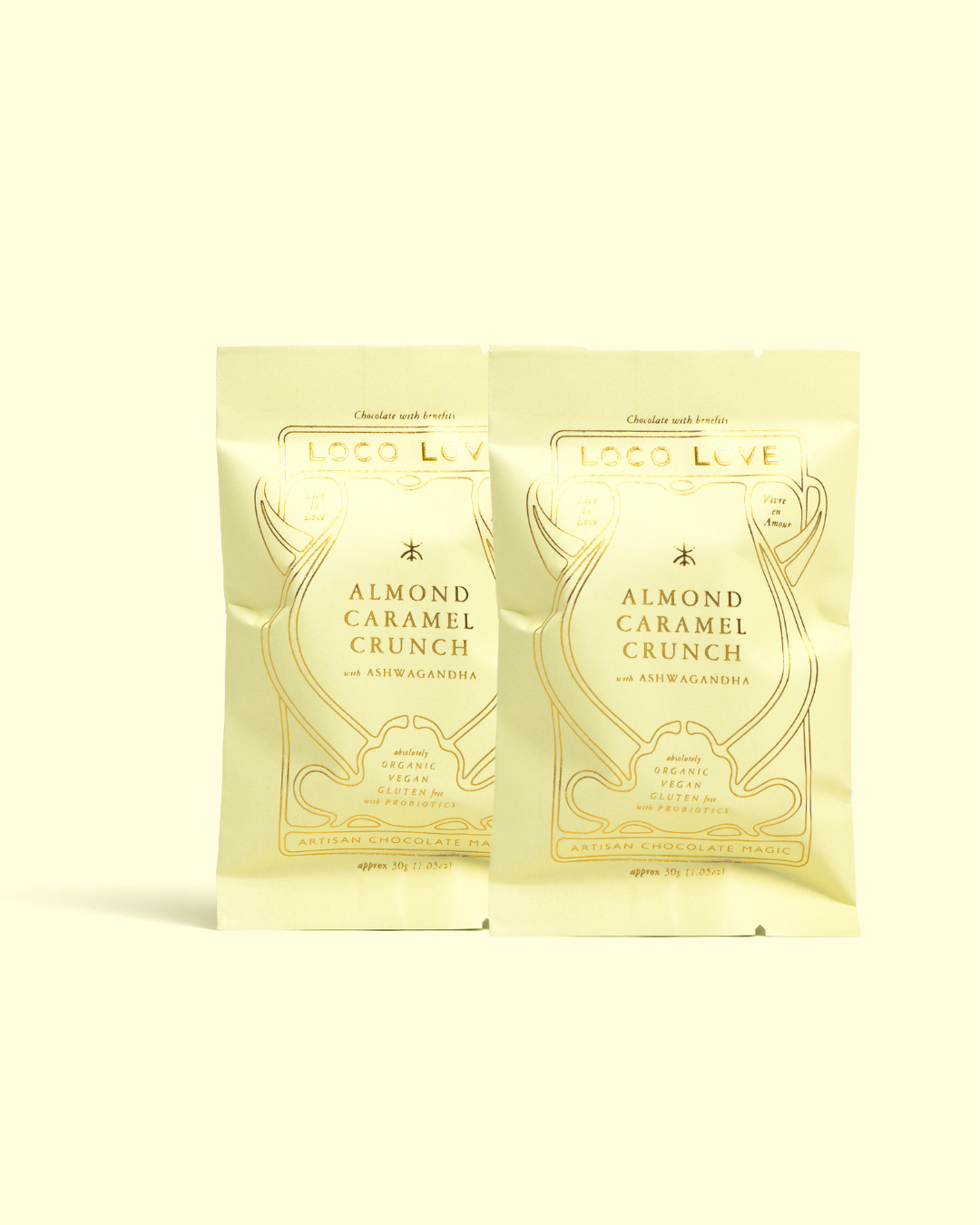 Loco Love Almond Caramel Crunch Chocolate Bars (Pack of 2) - Vegan, Dairy-Free, Gluten-Free Snacks - Perfect for Gifts, Parties & Healthy Desserts