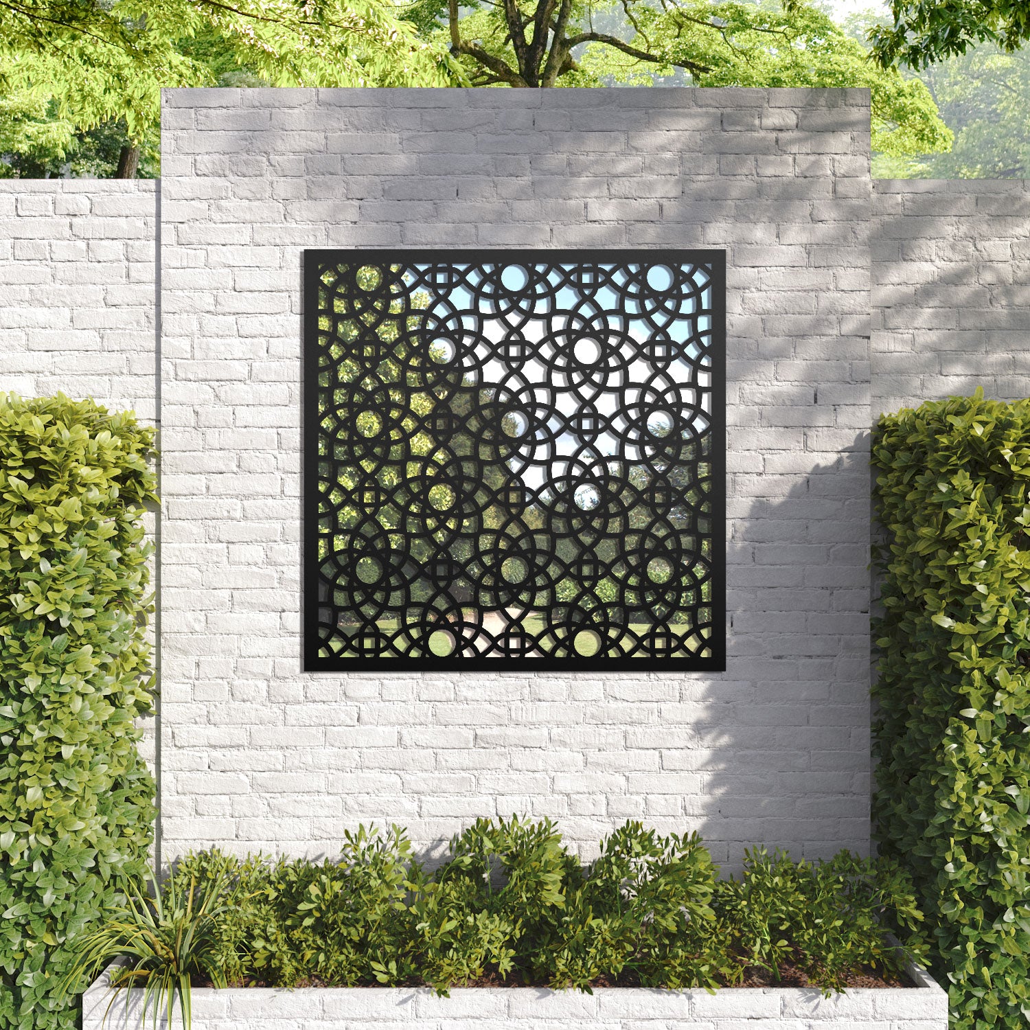 Ambar Outdoor Decorative Mirrored Panel - Elegant Garden & Patio Wall Decor for Modern Backyard & Balcony Design