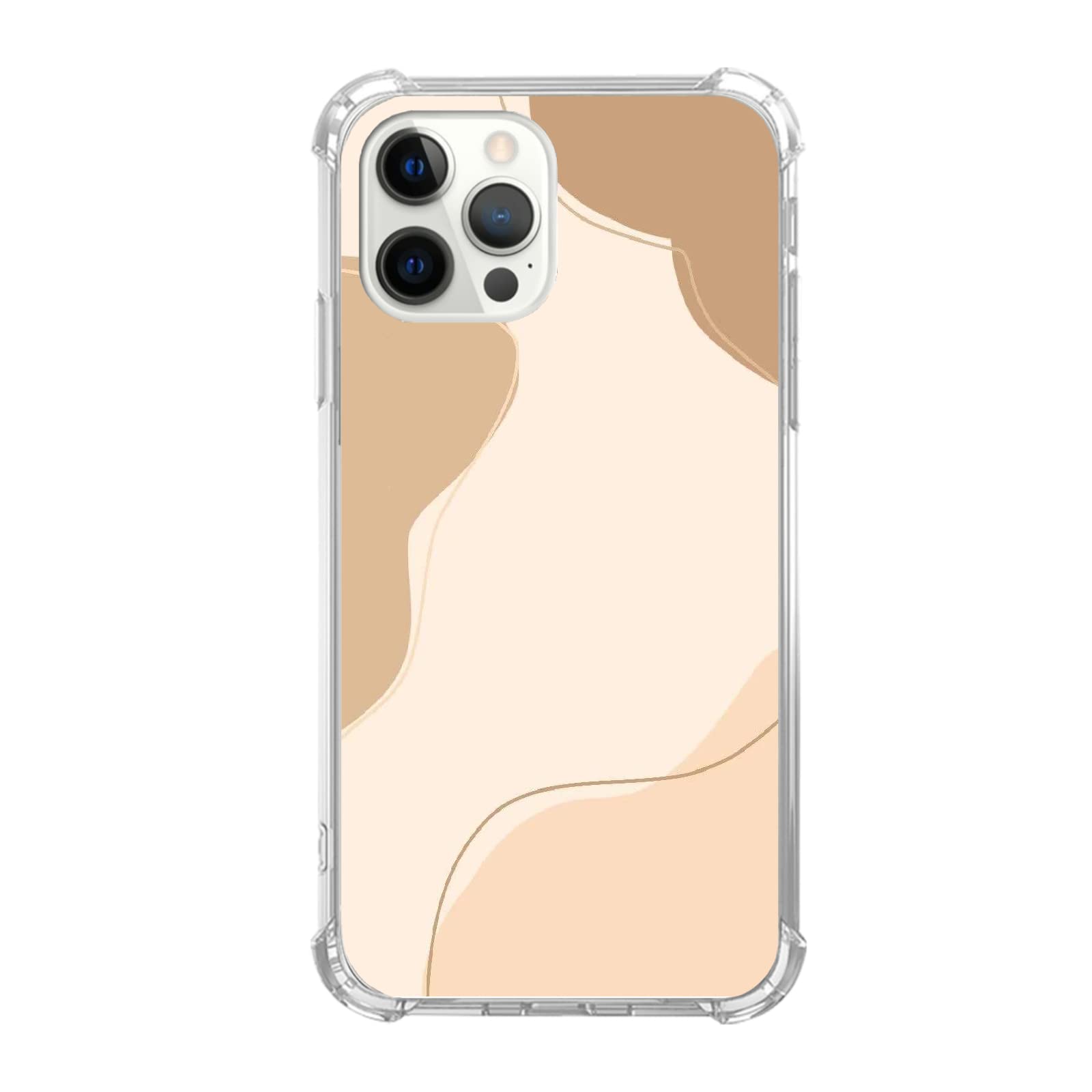 Pastel Beige iPhone 13 Pro Case - Minimalist Flow Line Art Soft TPU Bumper Cover for Men & Women | Trendy Aesthetic Phone Protection for Daily Use, Work & Travel