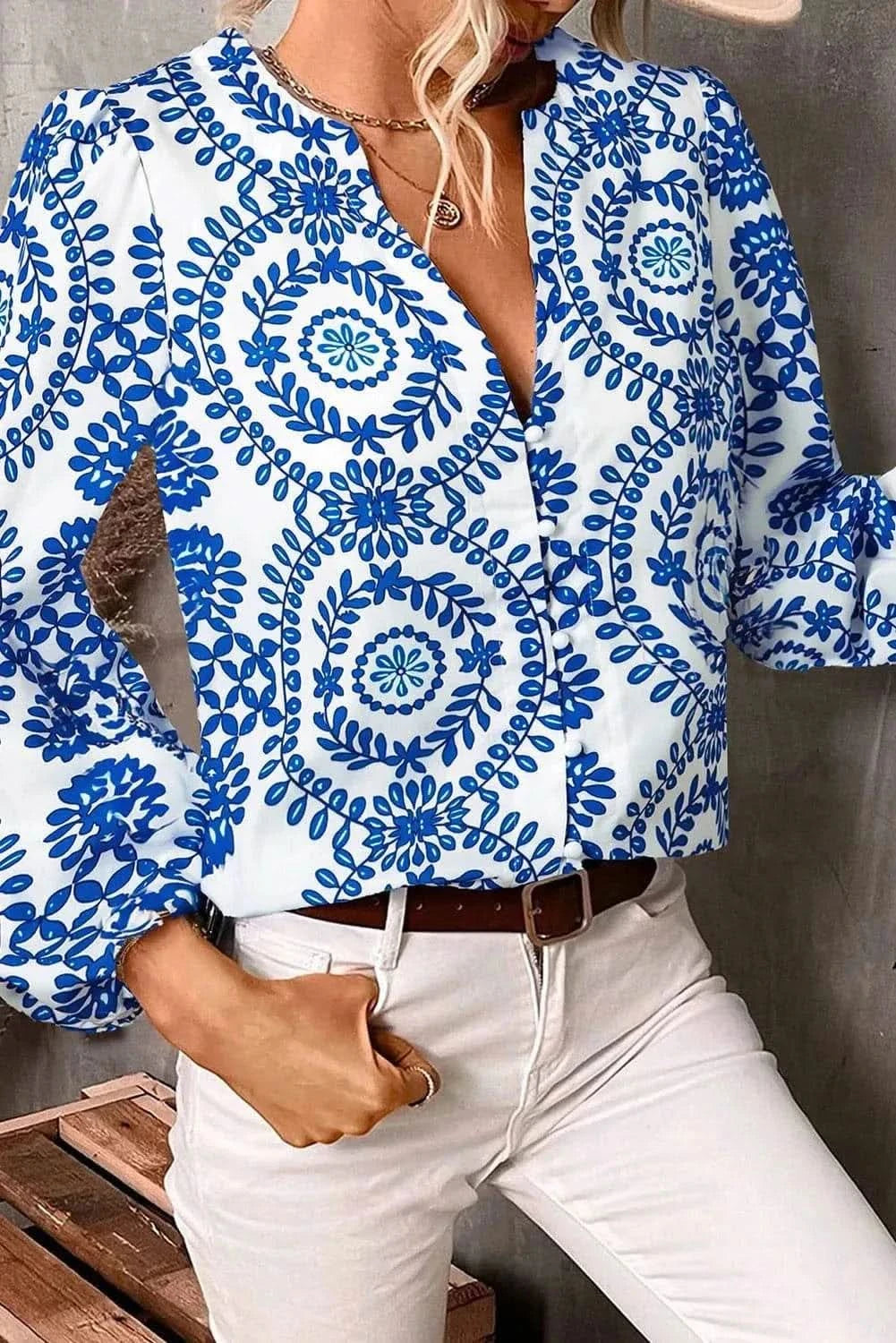 Elegant Notched Long Sleeve Blouse for Women - Office Wear & Casual Outfits | Perfect for Work, Dates & Special Occasions