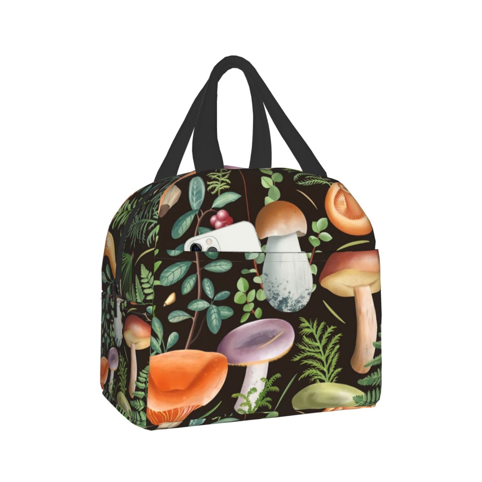Insulated Cute Mushroom Lunch Bag for Women & Teen Girls - Waterproof, Reusable & Portable Lunch Box for School, Work, Picnic & Travel - Kawaii Style Lunch Tote for Daily Use & Outdoor Activities