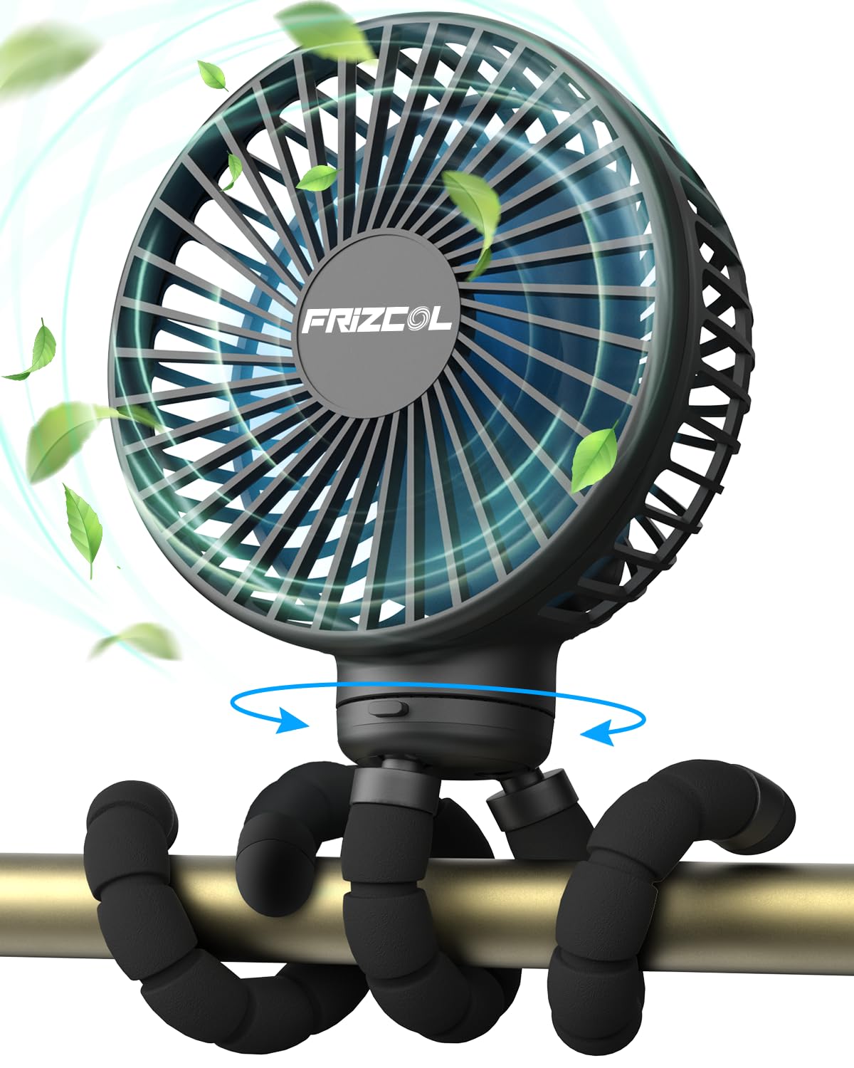 FRIZCOL Rechargeable Stroller Fan for Baby - Portable Battery Operated Fan with 24H Runtime - Clip On Handheld Fan for Car Seat, Desk, Camping & Outdoor Activities - Perfect for Nursery, Travel and Summer Cooling