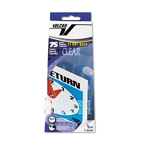 Velcro Sticky-Back Hook and Loop Fasteners - 5/8 Inch Clear Adhesive Coins - 75 per Pack (2 Packs, 150 Total) - Perfect for DIY Crafts, Home Organization, and Office Supplies