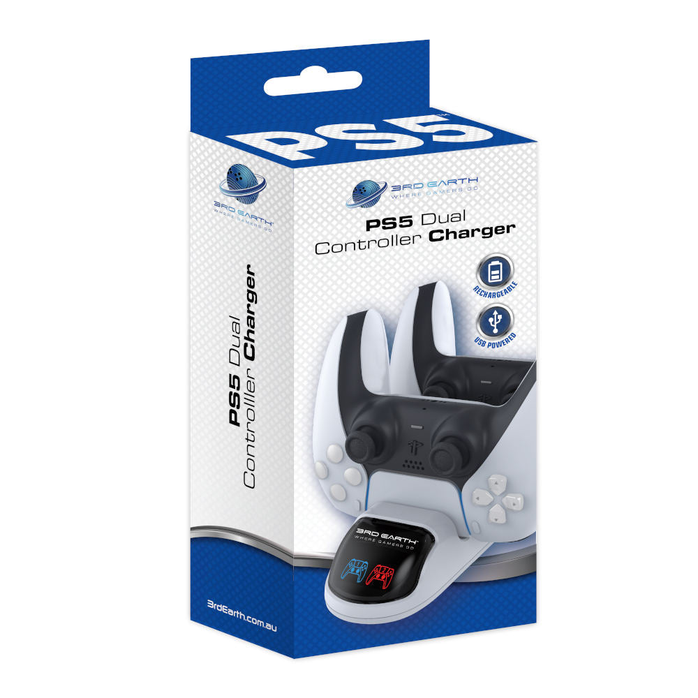 3rd Earth Dual Charging Dock Station for PlayStation 5 DualSense Controller - Fast Charging Stand with LED Indicators - Perfect for Gaming Setup & Home Entertainment System