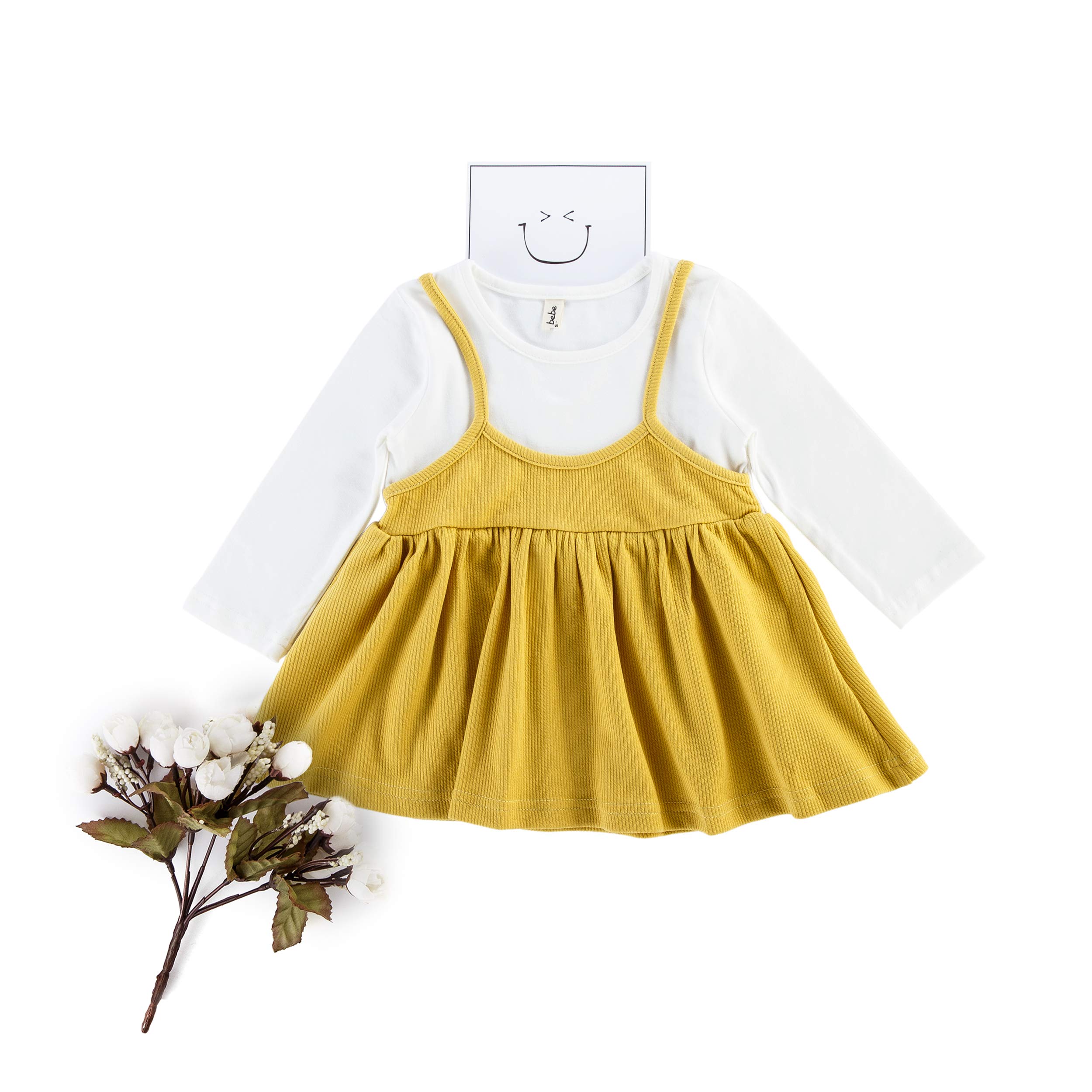 **Baby Girls Long Sleeve Princess Romper Dress with Strap Skirt - Cute Overall Outfit for Toddlers & Infants - Perfect for Holidays, Parties & Family Photos**