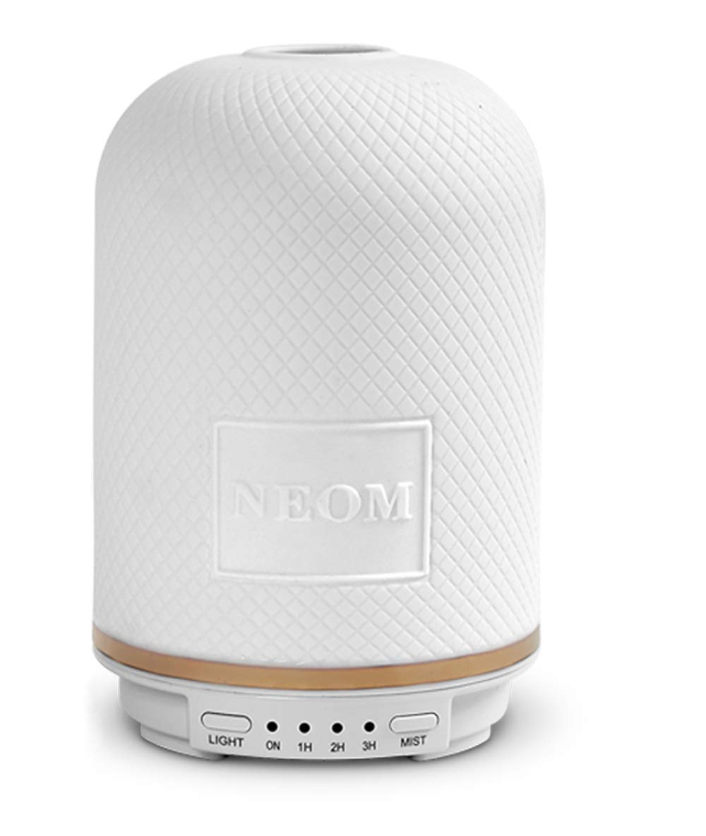 NEOM Wellbeing Pod - Premium Ultrasonic Essential Oil Diffuser with Ceramic Cover, LED Light & Timer | Aromatherapy Device for Home, Office, Yoga & Spa | Relaxing Home Fragrance Diffuser for Stress Relief & Better Sleep