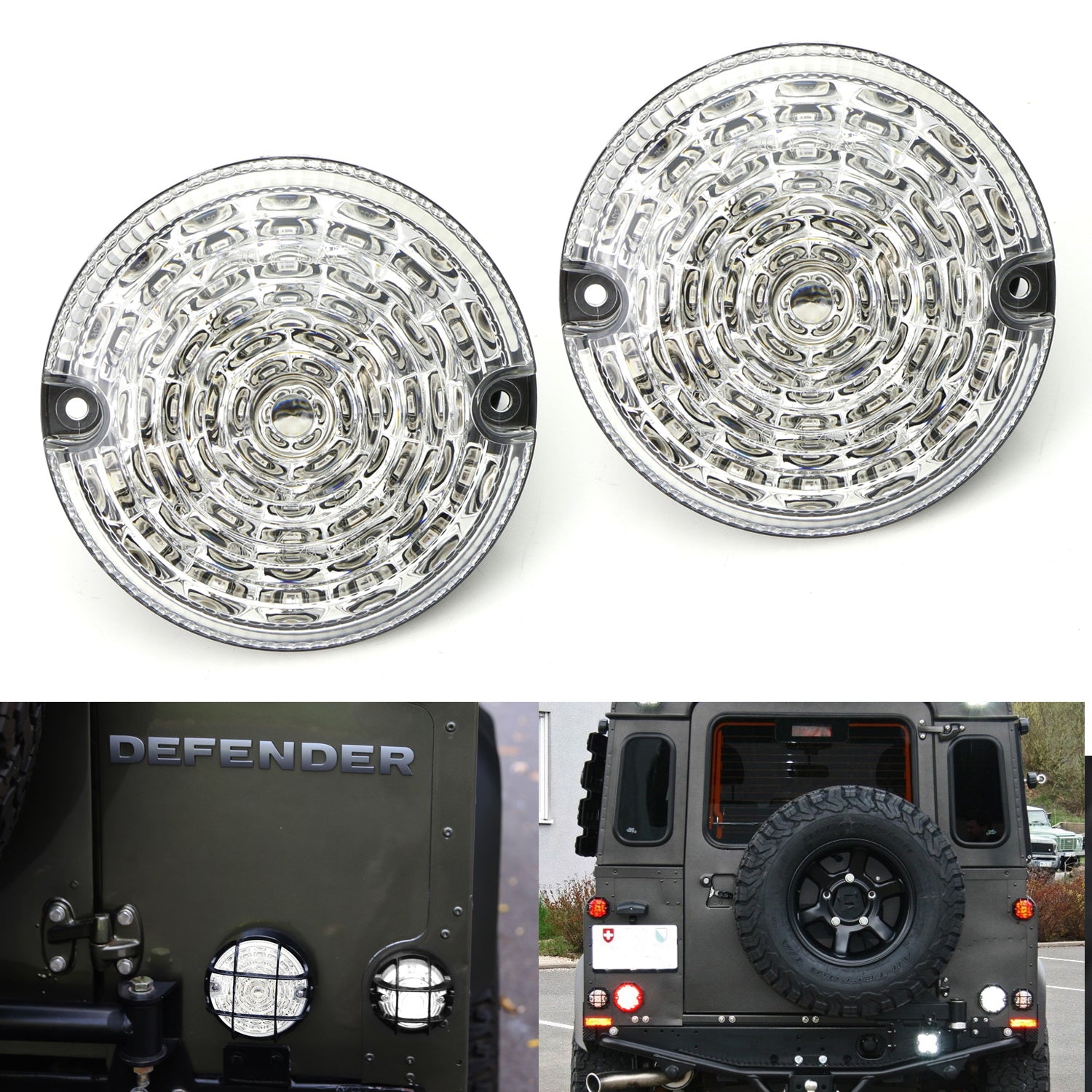 95mm NAS Style Clear Lens Full LED Headlight Upgrade Kit for Land Rover Defender LD - Off-Road & Night Driving Enhancement