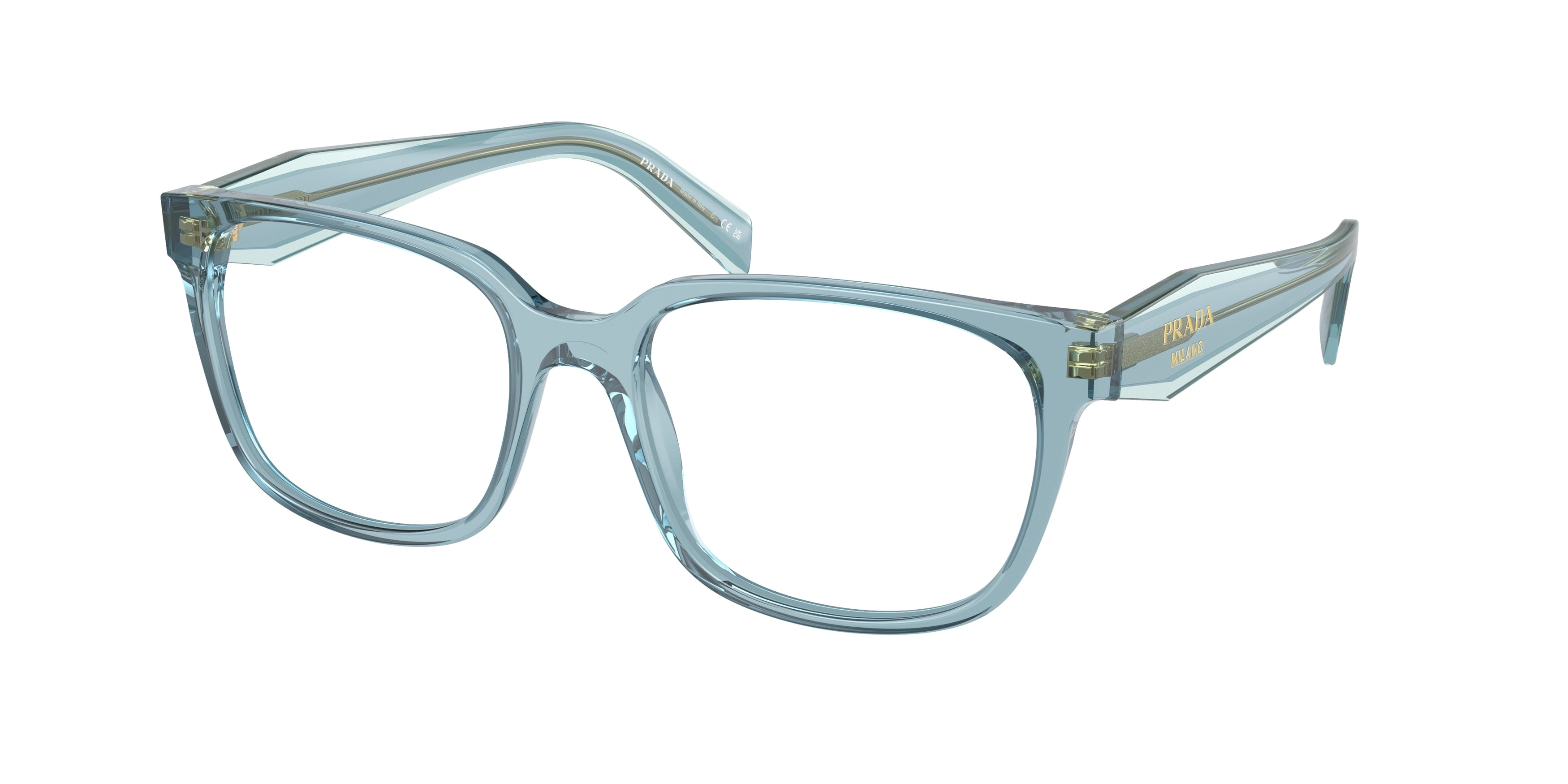 Prada PR17ZV Clear Blue Rectangular Sunglasses for Women - Stylish UV Protection for Outdoor Activities, Beach & Driving