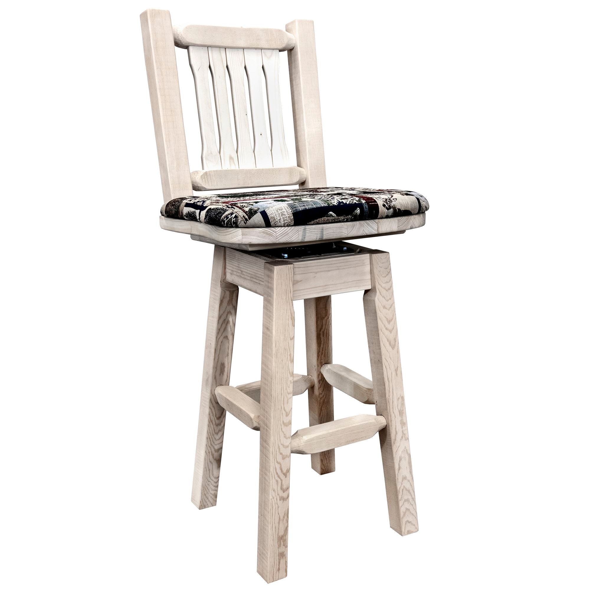 Homestead Counter Height Barstool with Back & Swivel - Woodland Upholstered Bar Stools for Kitchen Island, Breakfast Nook & Home Bar Decor