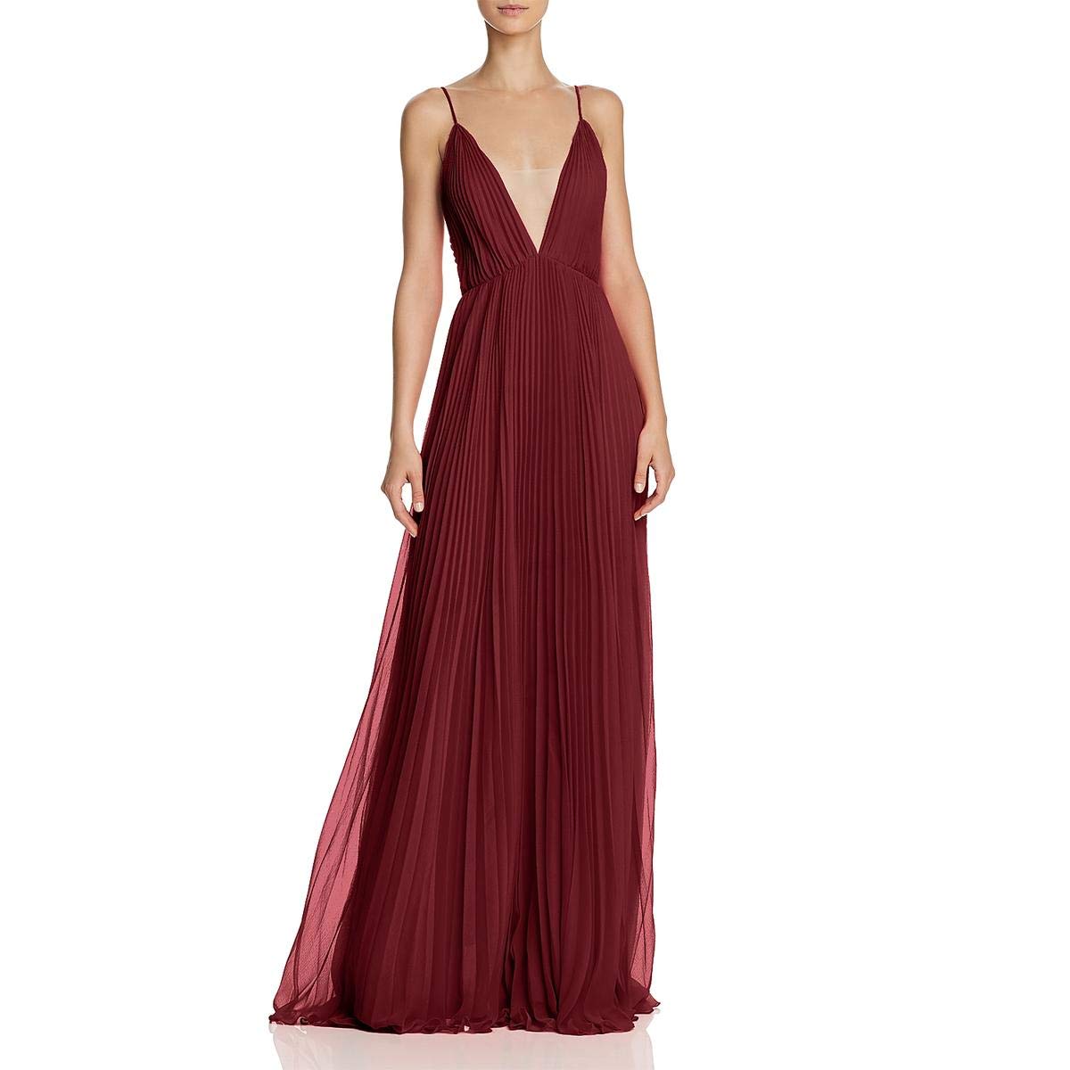 Jill Stuart Women's Elegant Chiffon Plunging Neckline Formal Evening Gown - Perfect for Prom, Wedding Guest & Black Tie Events