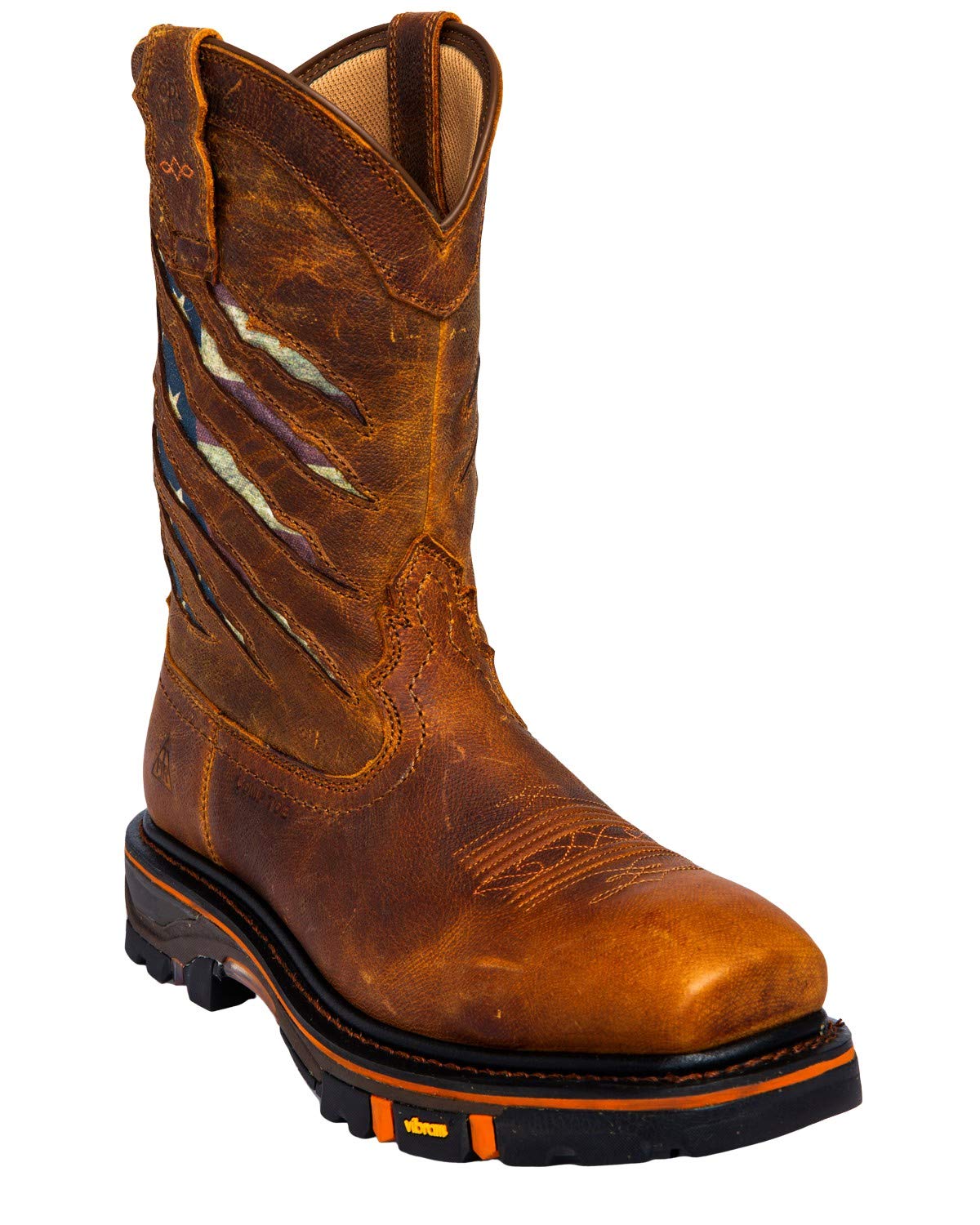 Cody James Men's Flag Western Work Boots with Nano Composite Toe - DBP-3-A | Comfortable & Durable Cowboy Boots for Construction, Ranch Work & Outdoor Activities