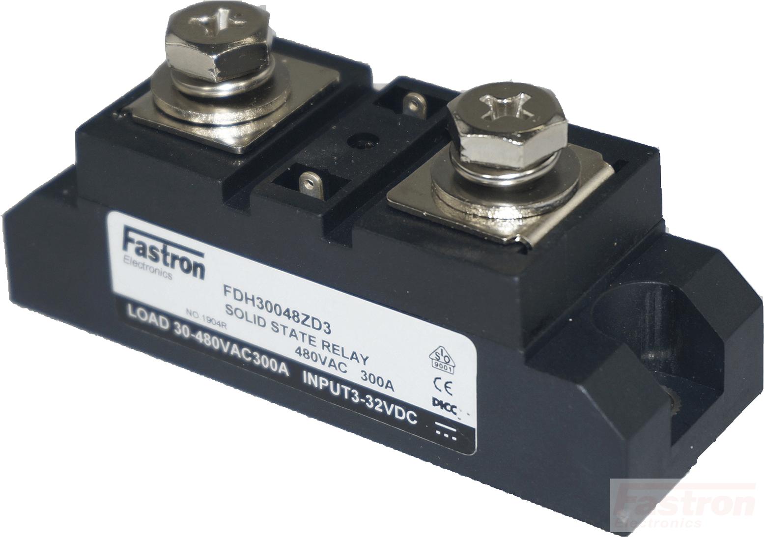 FDH30048ZA4 Solid State Relay - 300A 480VAC Contactor Style with 90-280VAC Control & Zero Crossing - Panel Mount for Industrial Automation & HVAC Systems