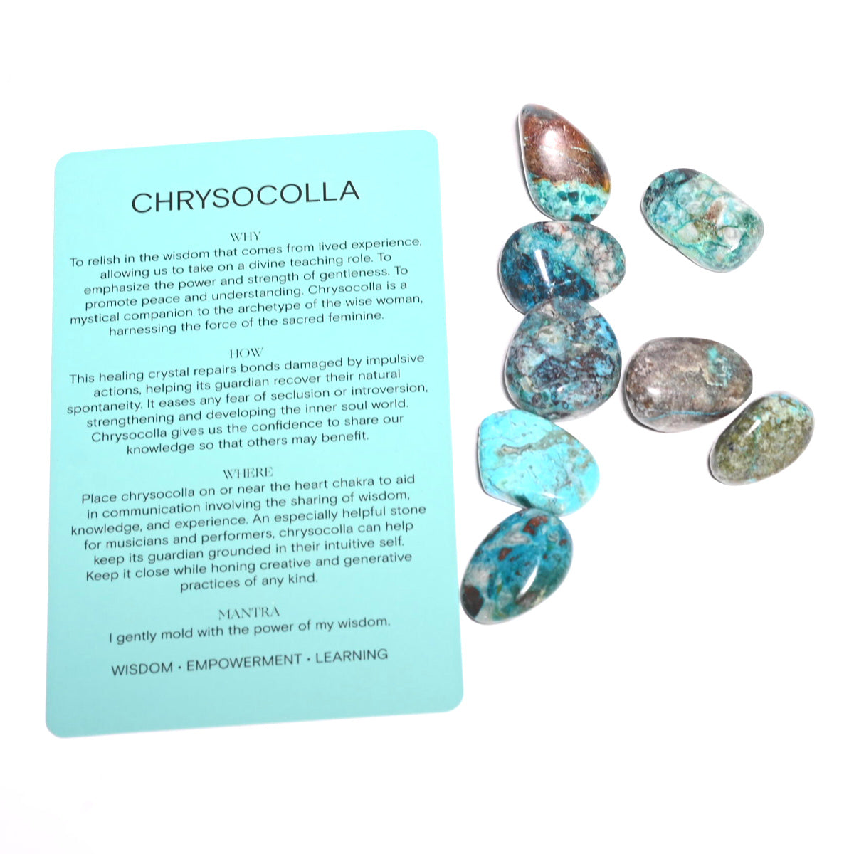 Natural Chrysocolla Tumbled Stones Set of 3 - Healing Crystals for Meditation, Jewelry Making & Home Decor