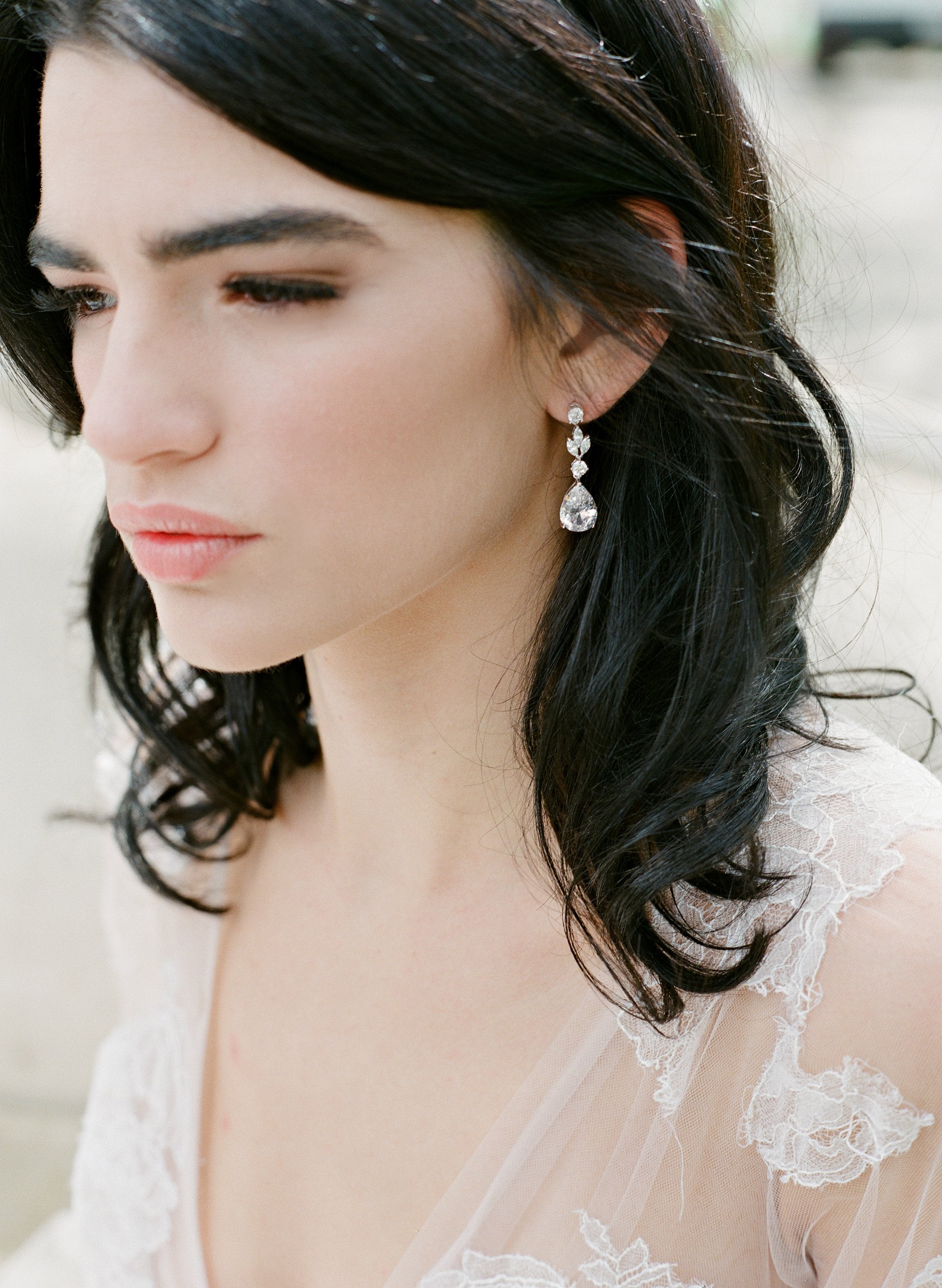 ADELIE 14K Gold Bridal Drop Earrings for Women - Elegant Wedding Jewelry, Dainty Dangle Earrings for Brides, Bridesmaids & Formal Occasions