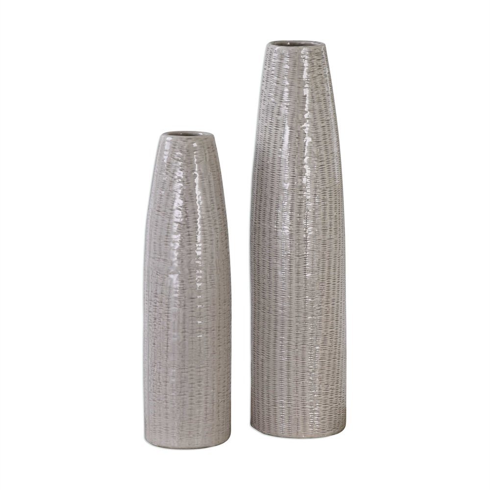 Sara Textured Ceramic Vases Set of 2 - Modern Home Decor for Living Room, Dining Table & Wedding Centerpieces