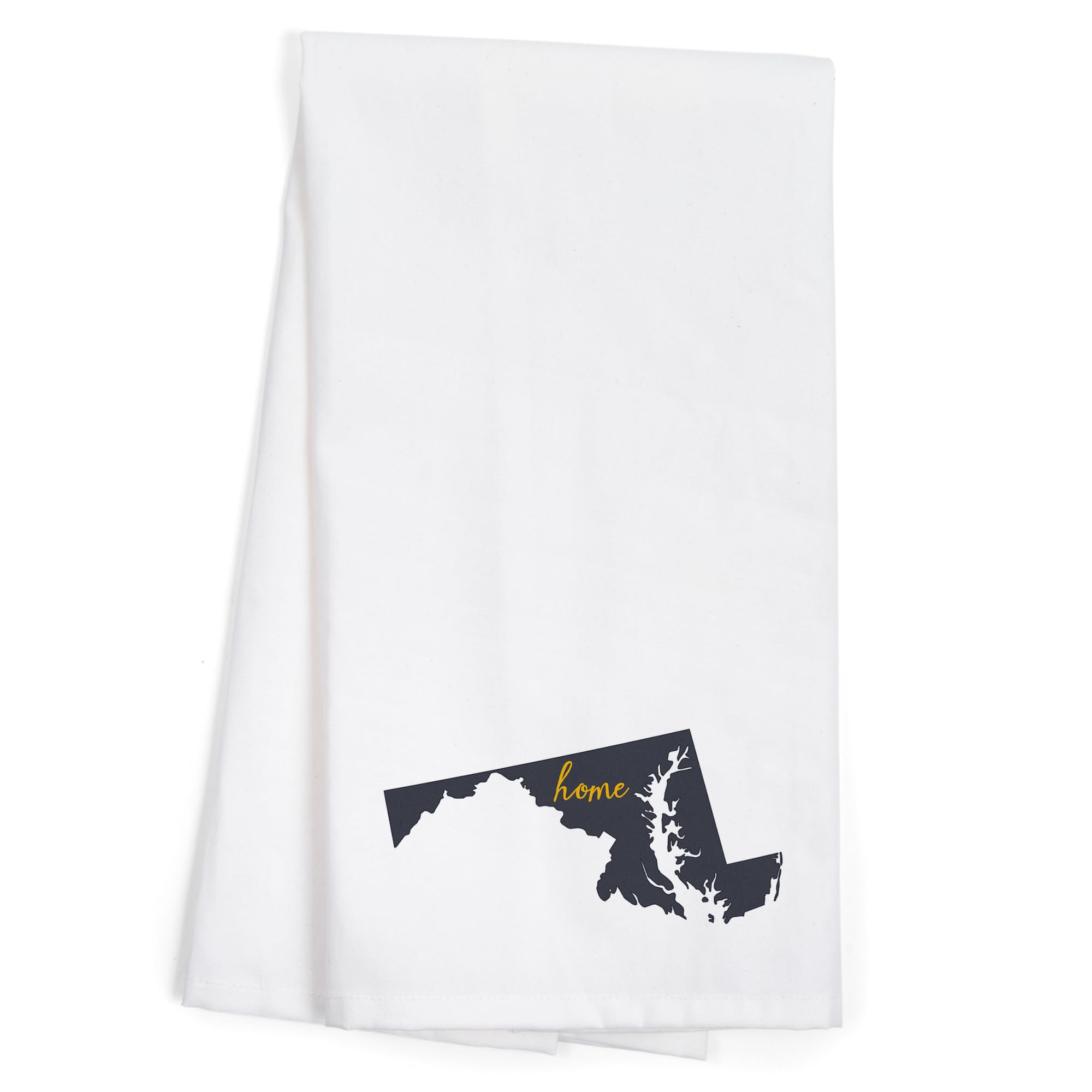 Lantern Press Maryland Home State Gray on White 100% Cotton Tea Towel - Decorative Hand Towel for Kitchen, Bathroom & Home Decor | Perfect for Gifts, Housewarming & Coastal Themed Spaces