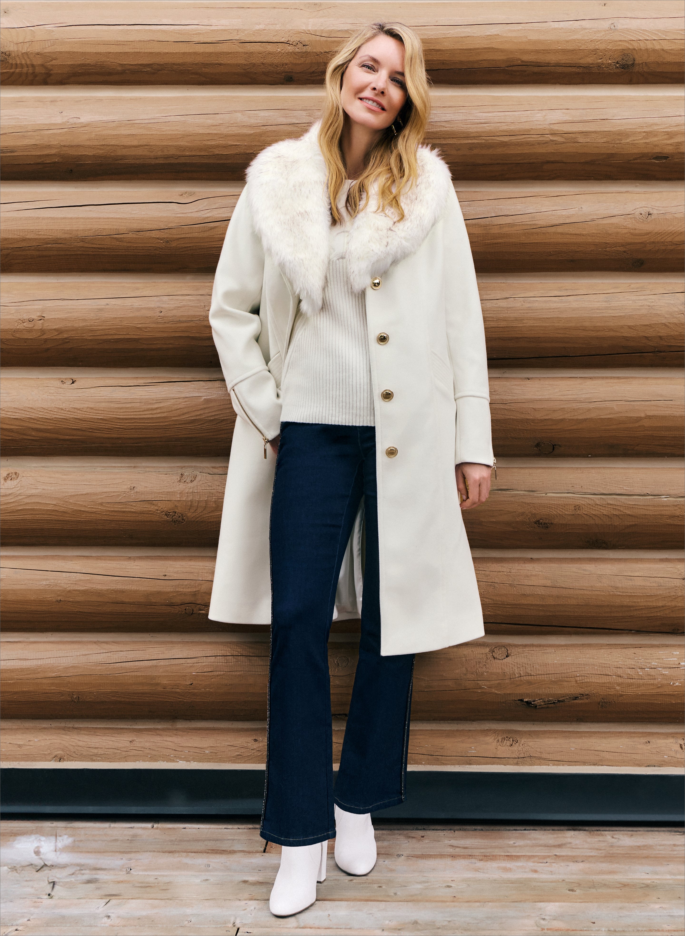 Women's Faux Fur Collar Winter Coat - Warm Elegant Jacket for Cold Weather | Perfect for Office, Parties & Outdoor Activities