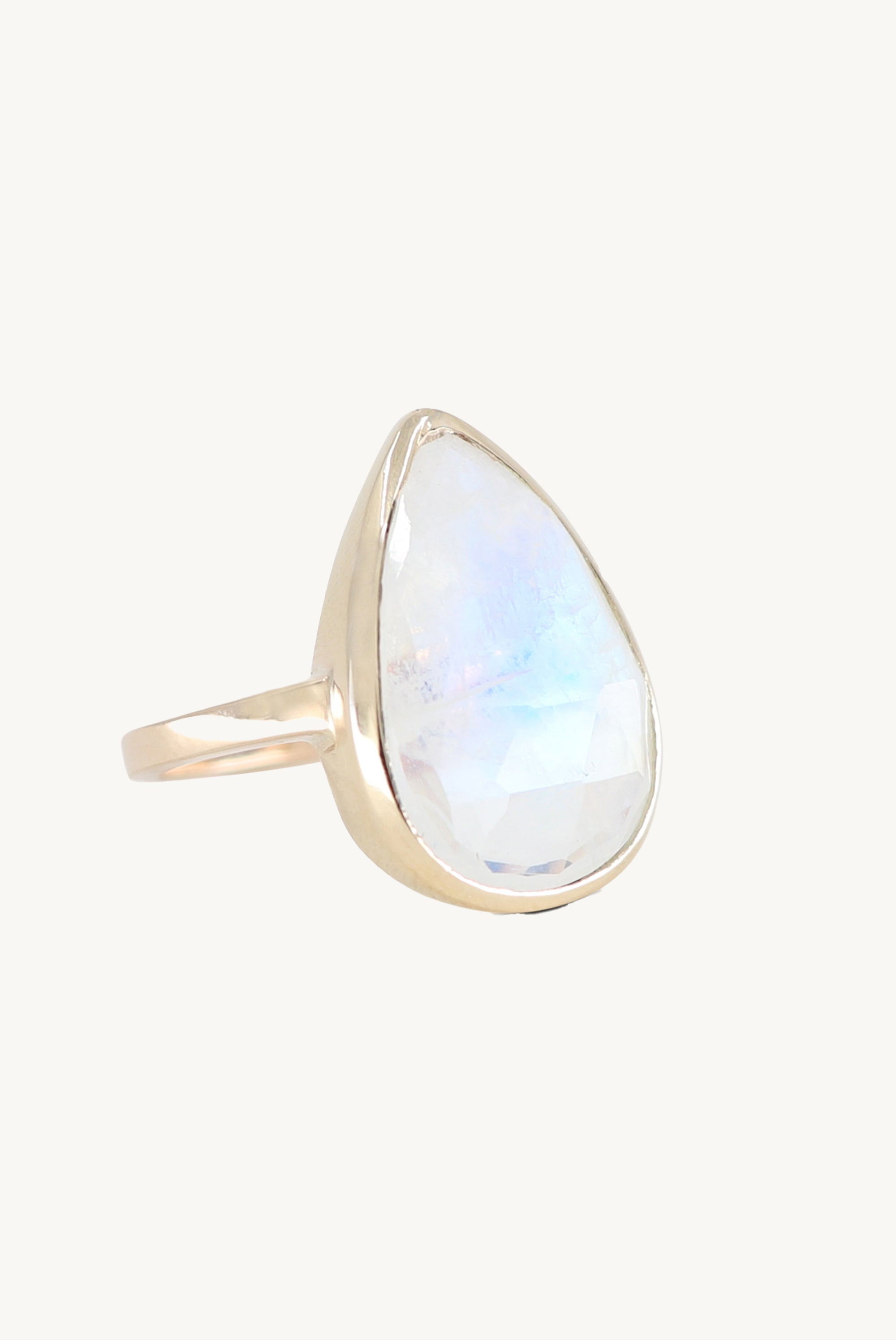 Faceted Pear Moonstone Ring - Elegant Handmade Sterling Silver Jewelry for Women, Perfect for Weddings, Parties & Everyday Wear