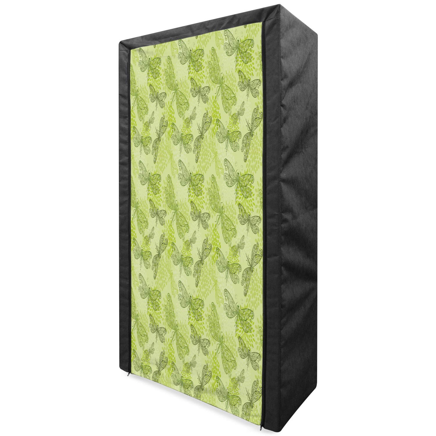Ambesonne Dragonfly Portable Fabric Wardrobe with Floral Ivy Print - 33.5