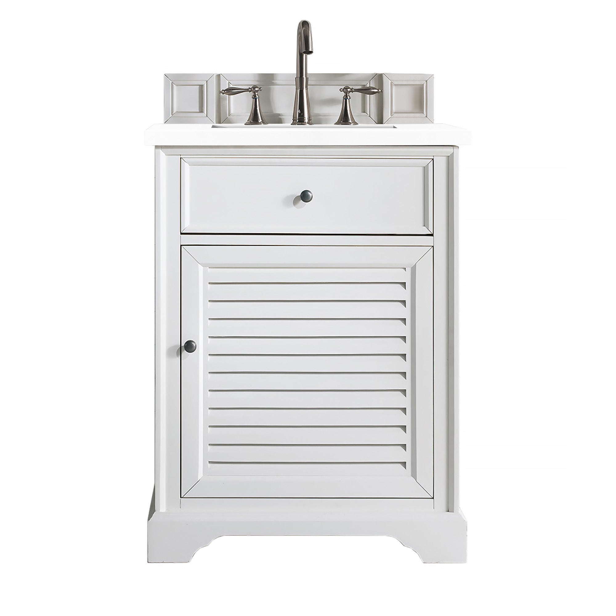 Savannah 26 Inch Single Bathroom Vanity Set with 3CM Classic White Quartz Countertop - Bright White Finish for Modern Bathroom Remodel | Perfect for Small Spaces & Powder Rooms