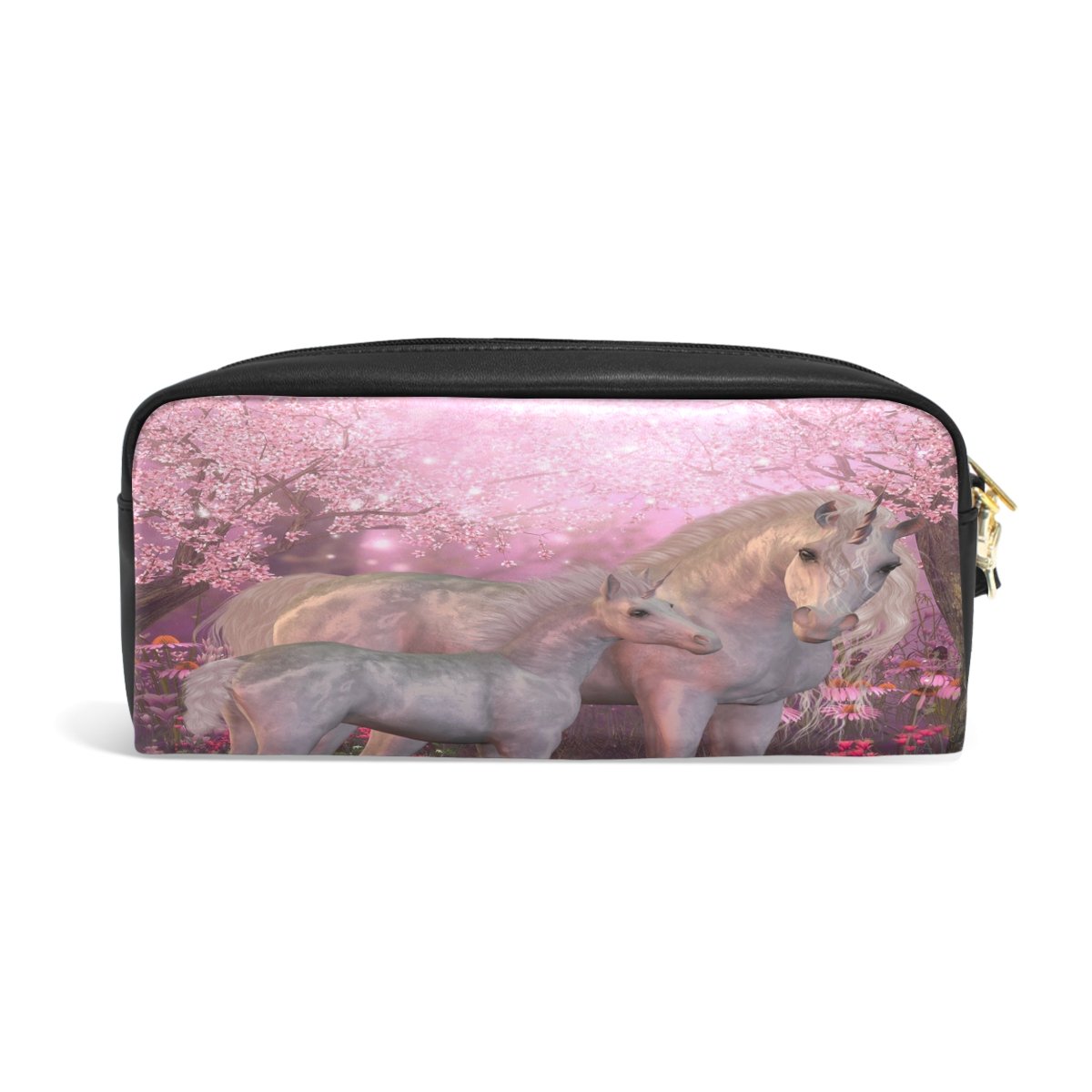 ALAZA Unicorn PU Leather Pencil Case - Cherry Blossom Design for School, Office & Travel | Makeup Bag, Cosmetic Organizer, Stationery Pouch | Perfect Gift for Students & Professionals