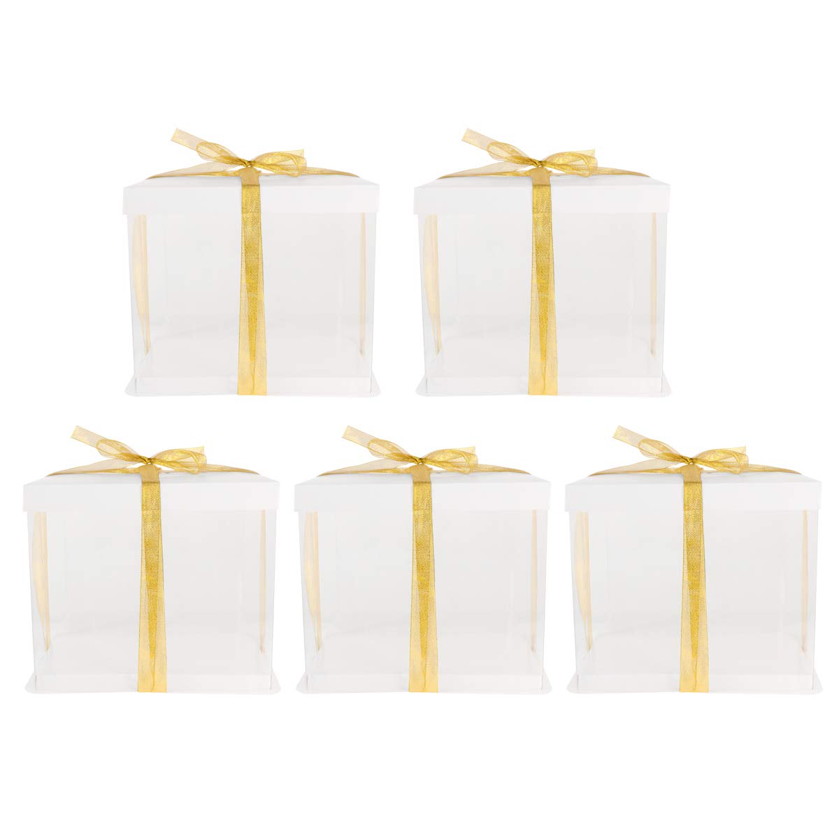 DOITOOL 5-Pack Clear Plastic Cake Storage Boxes with Lids - Birthday Cake Packaging & Display Containers for Parties, Desserts, and Bakery Storage