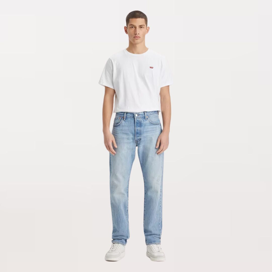 Levi's 501 Original Fit Jeans for Men - Classic Straight Leg, Mid Rise, Button Fly (Bright Light Wash) | Perfect for Casual Wear, Office & Everyday Outfits