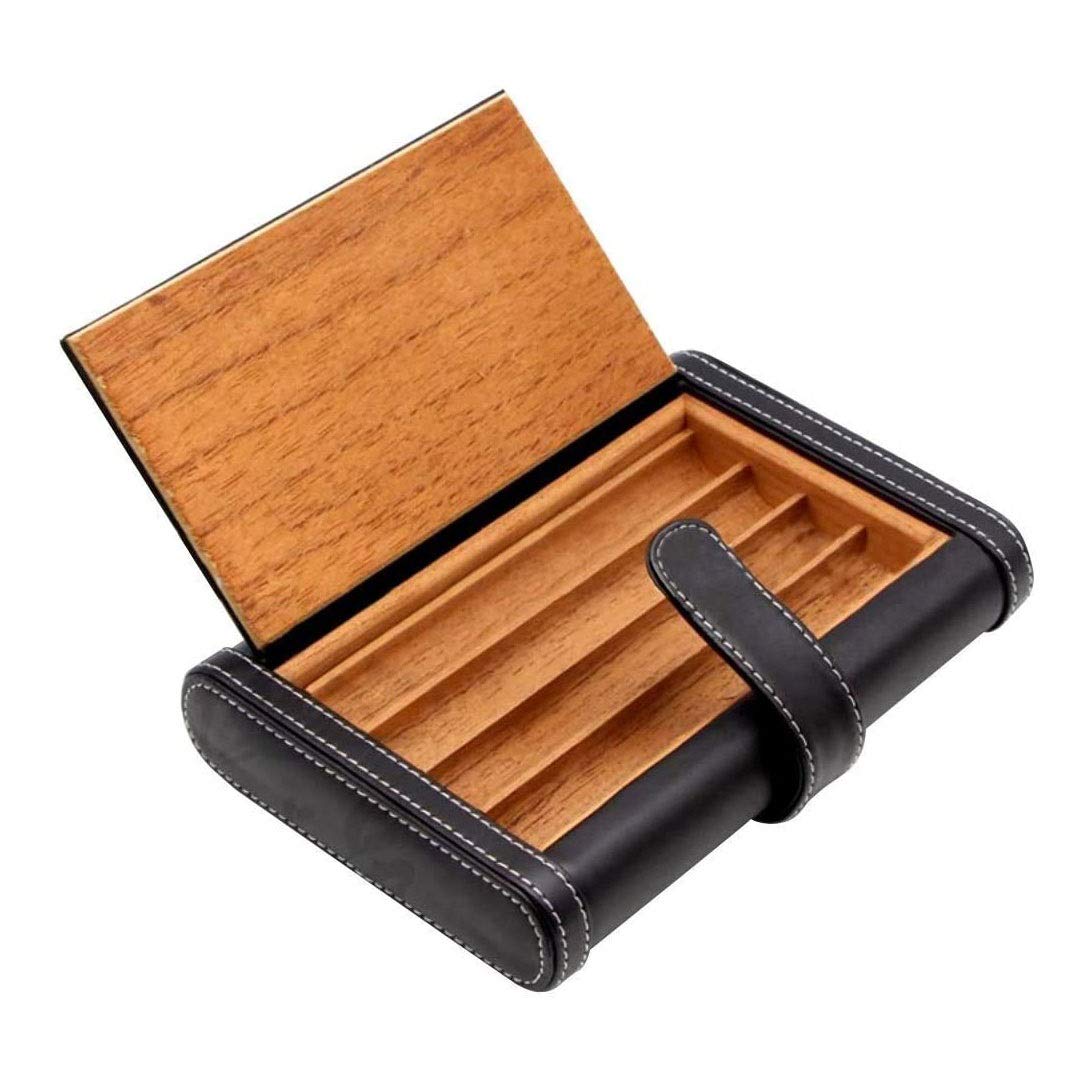Premium Leather Travel Cigar Humidor Box - Portable Cedar Cigar Case for Storage & Protection | Perfect for Outdoor, Business Trips & Cigar Enthusiasts | Elegant Black Design