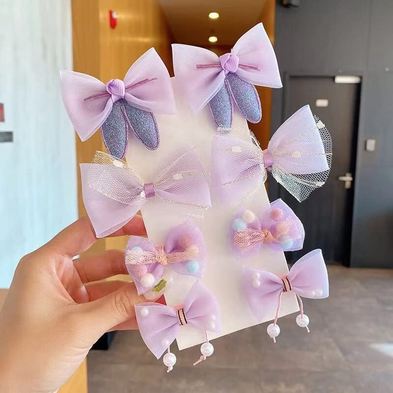 8PCS Korean Bow Tie Ear Cartoon Barrettes for Girls - Sweet Hair Clips, Fashion Headbands & Hair Accessories for Kids - Perfect for School, Parties & Daily Styling