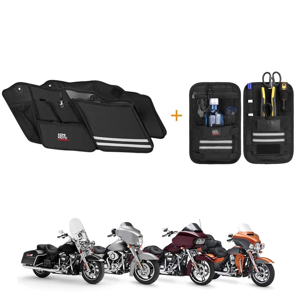 Premium Saddlebag Organizers Set - Waterproof Motorcycle Storage Bags for Harley, Cruiser & Touring Bikes - Perfect for Road Trips, Commuting & Adventure Riding